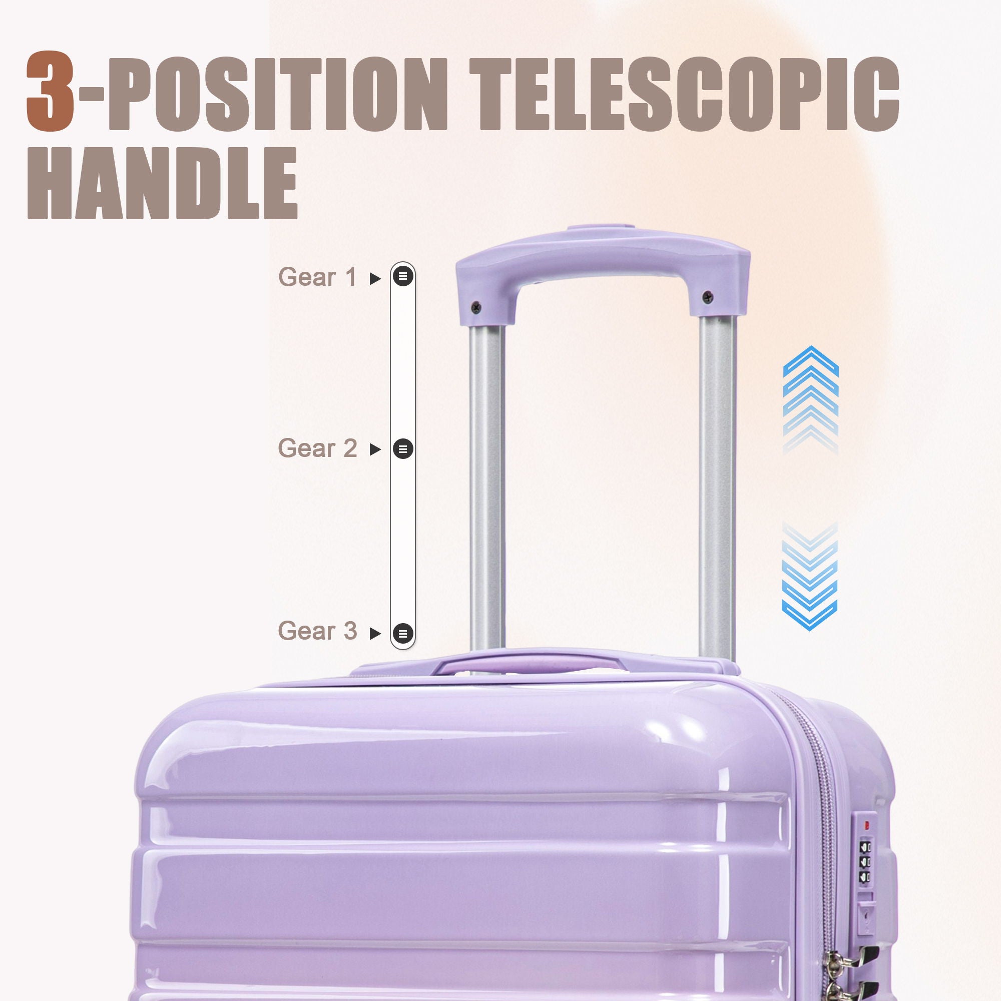 Luggage Set 14" / 20" With Combination Lock And Cosmetic Case