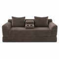 Soft Striped Convertible Sofa Bed, Dual Use Lounge Couch With Cup Holders And Pillows