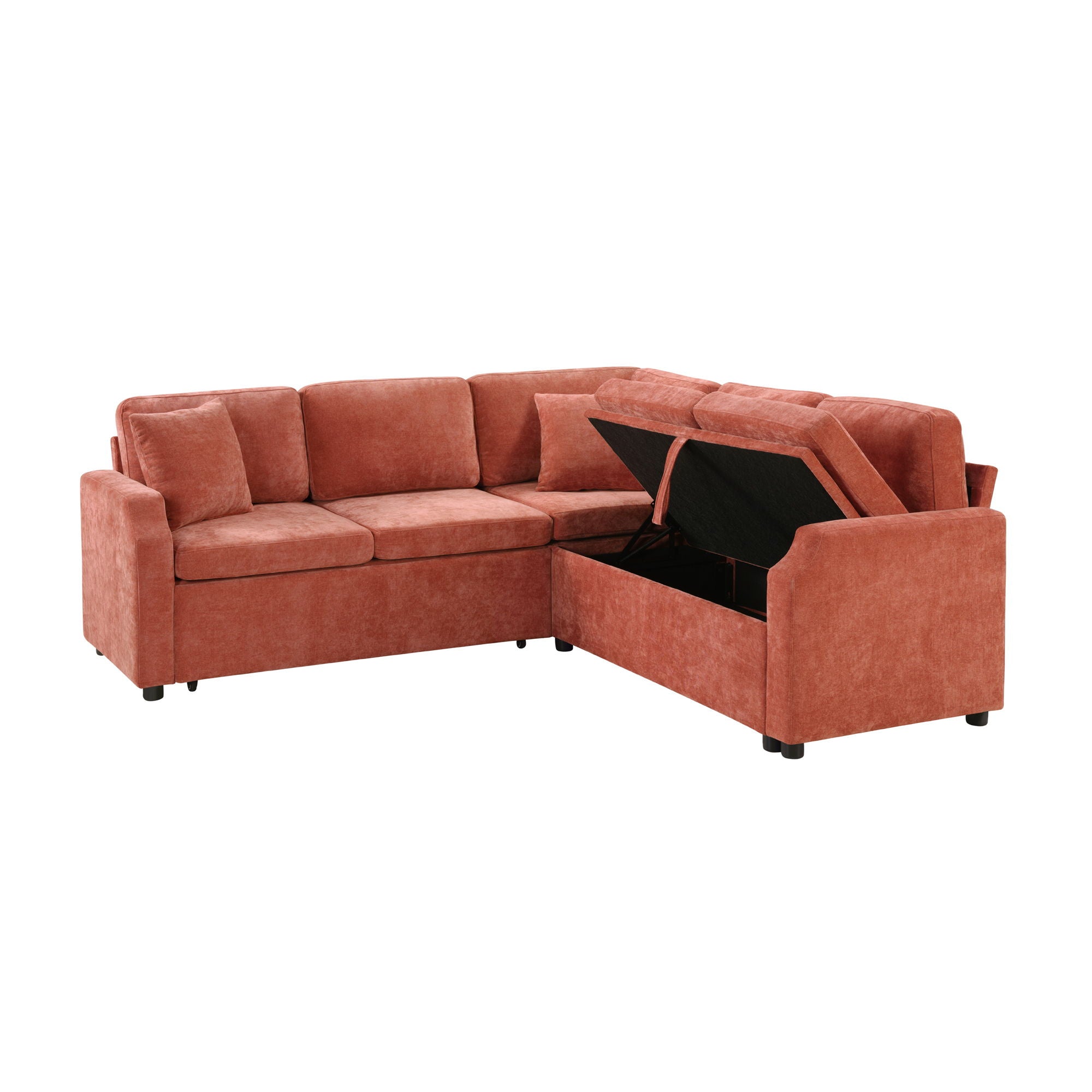 Modern L Shaped Sectional Sofa Bed With Hidden Storage Upholstery