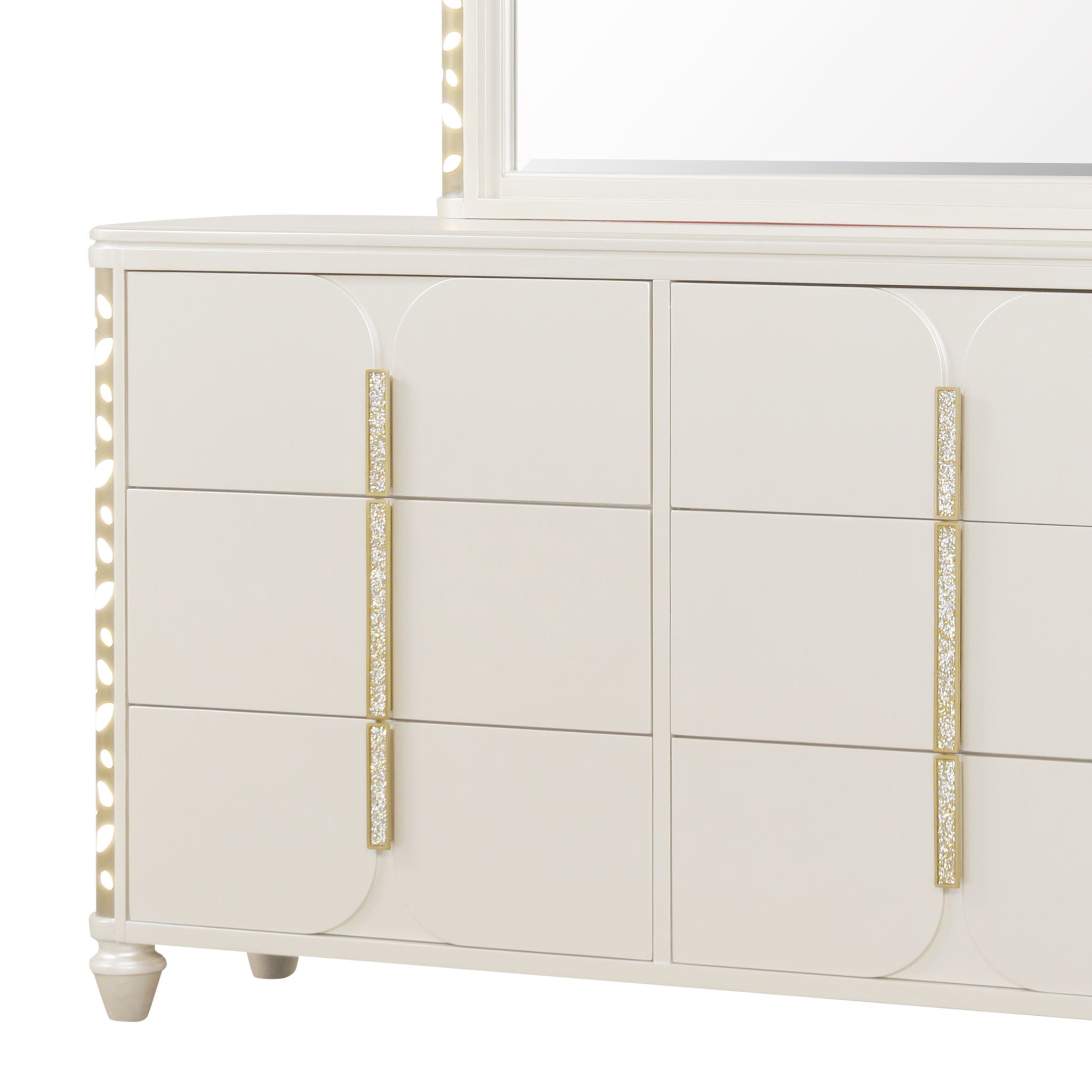Cinderella - Dresser With LED Accents And 6 Storage Drawers (Mirror Not Included) - Beige