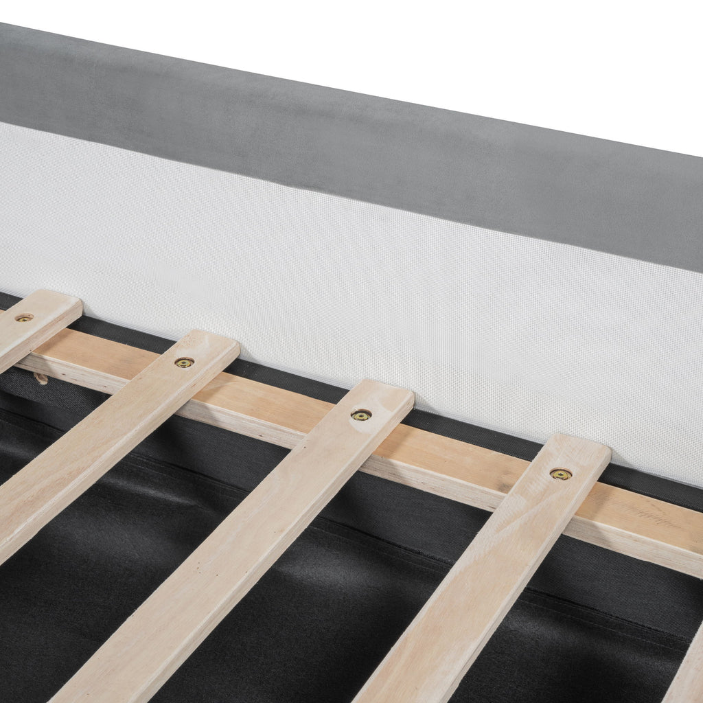 Upholstered Daybed With Bear Shaped Headboard, Hydraulic System And Breathable Fence