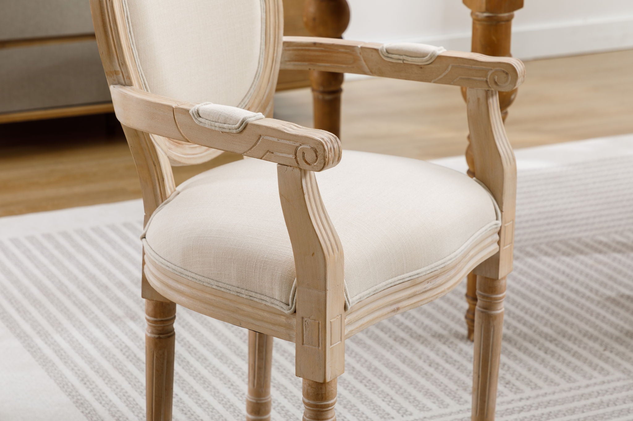 French Style Solid Wood Dining Chair (Set of 2) - Cream