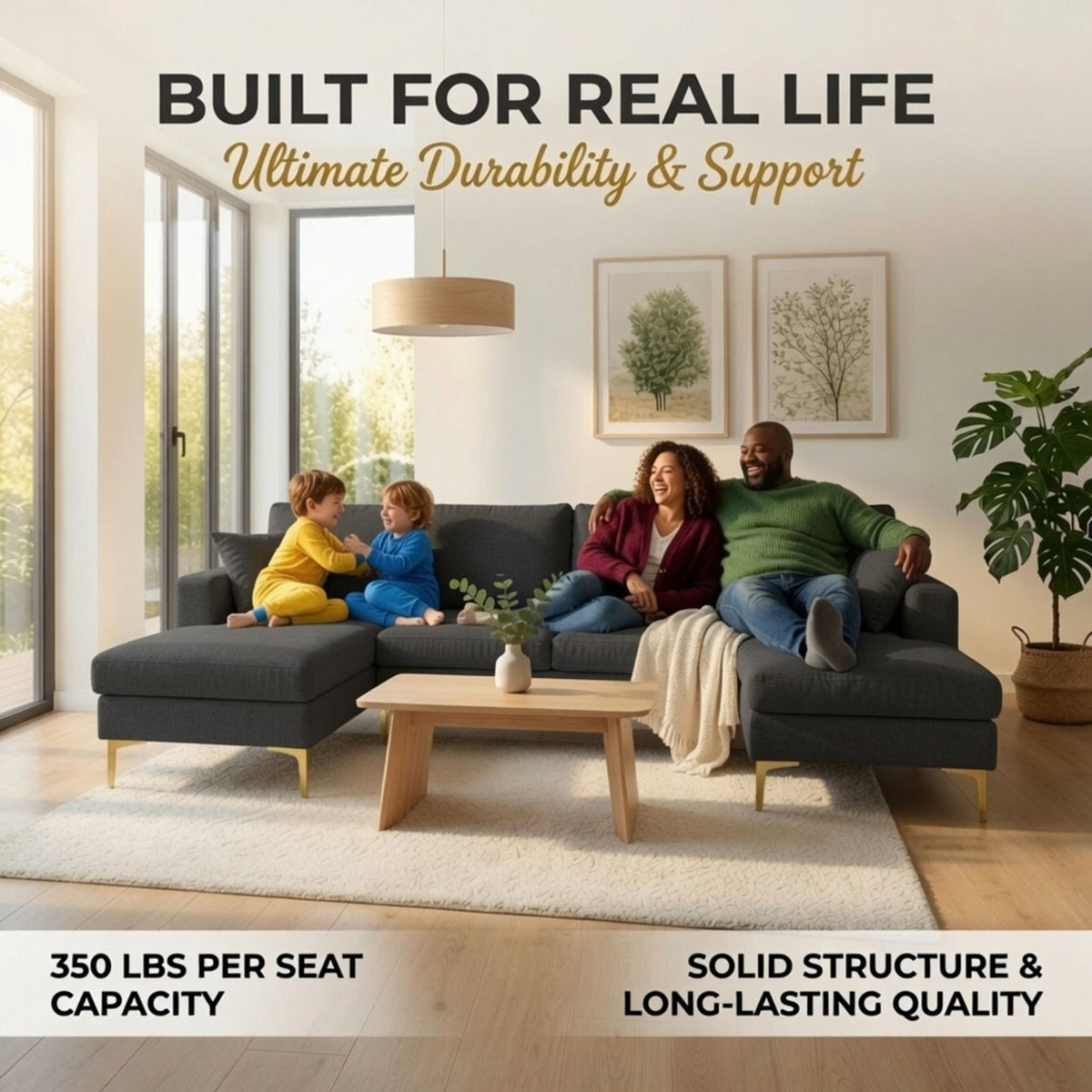 U - Shaped Sectional Sofa With Double Chaise