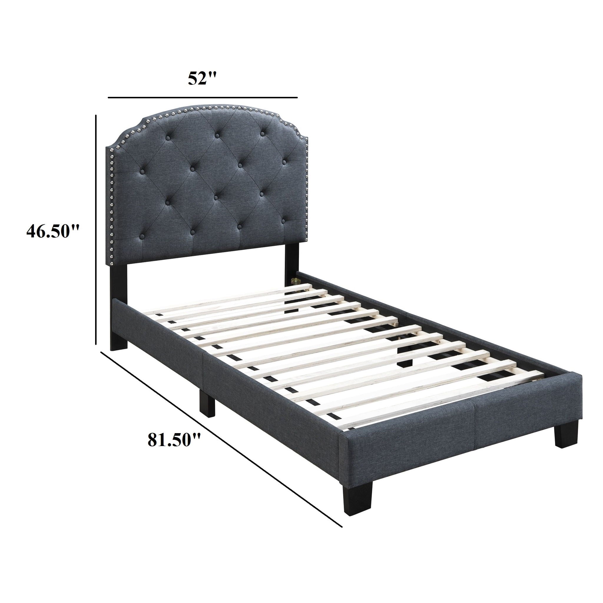 Button Tufted Bed With Nailhead Trim