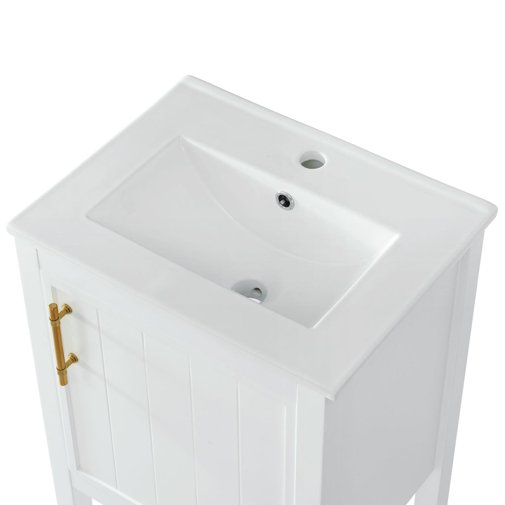 Modern Bathroom Vanity With Sink, Soft-Closing Door And Open Shelf