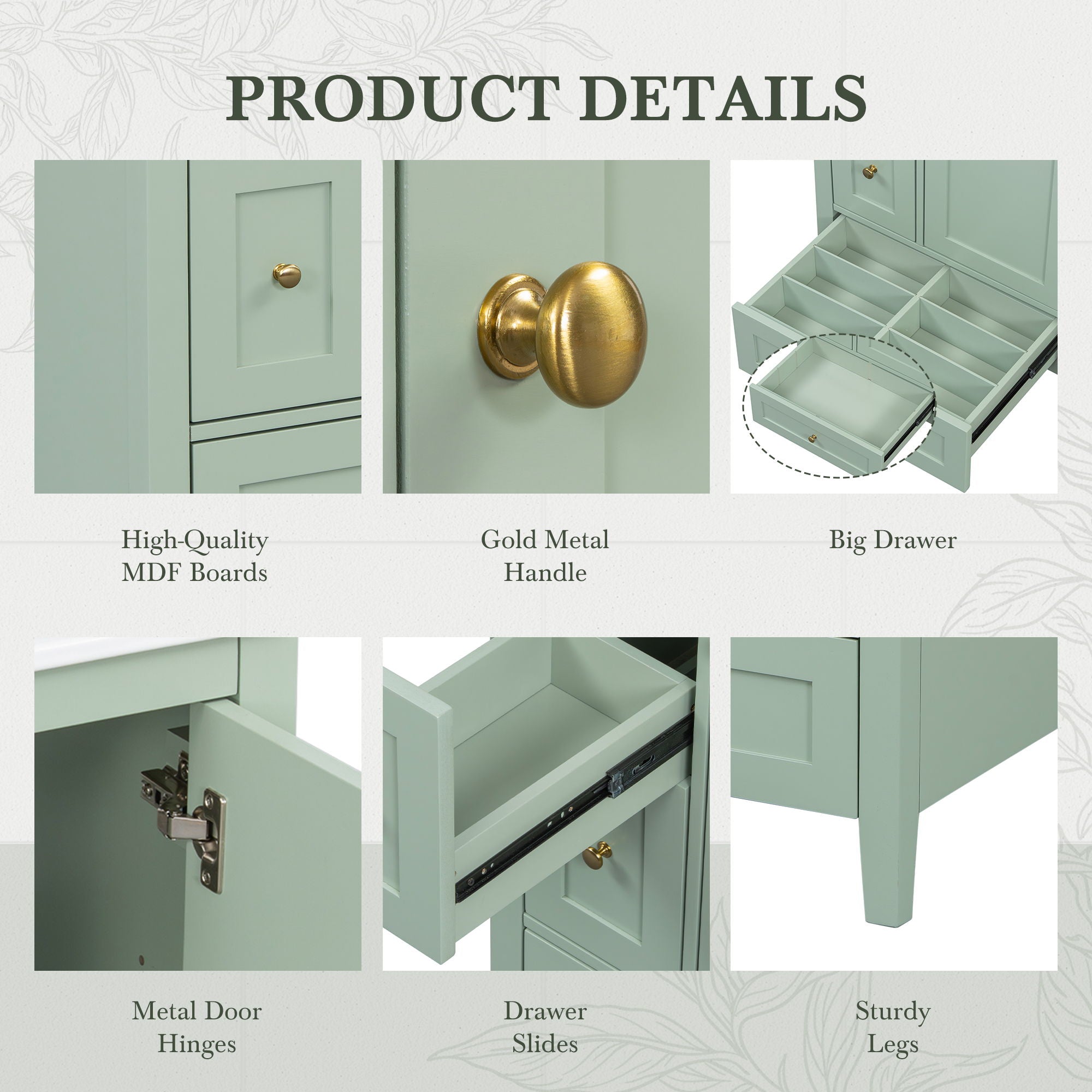 Bathroom Vanity With Storage, Removable Dividers