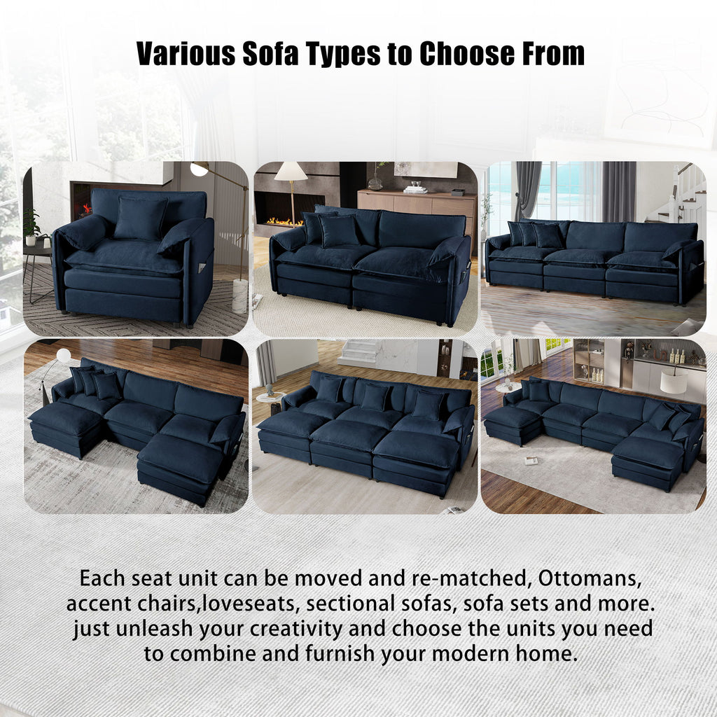 Modern Oversized Accent Chair, Comfy Single Sofa With Large Seat (Set of 2)