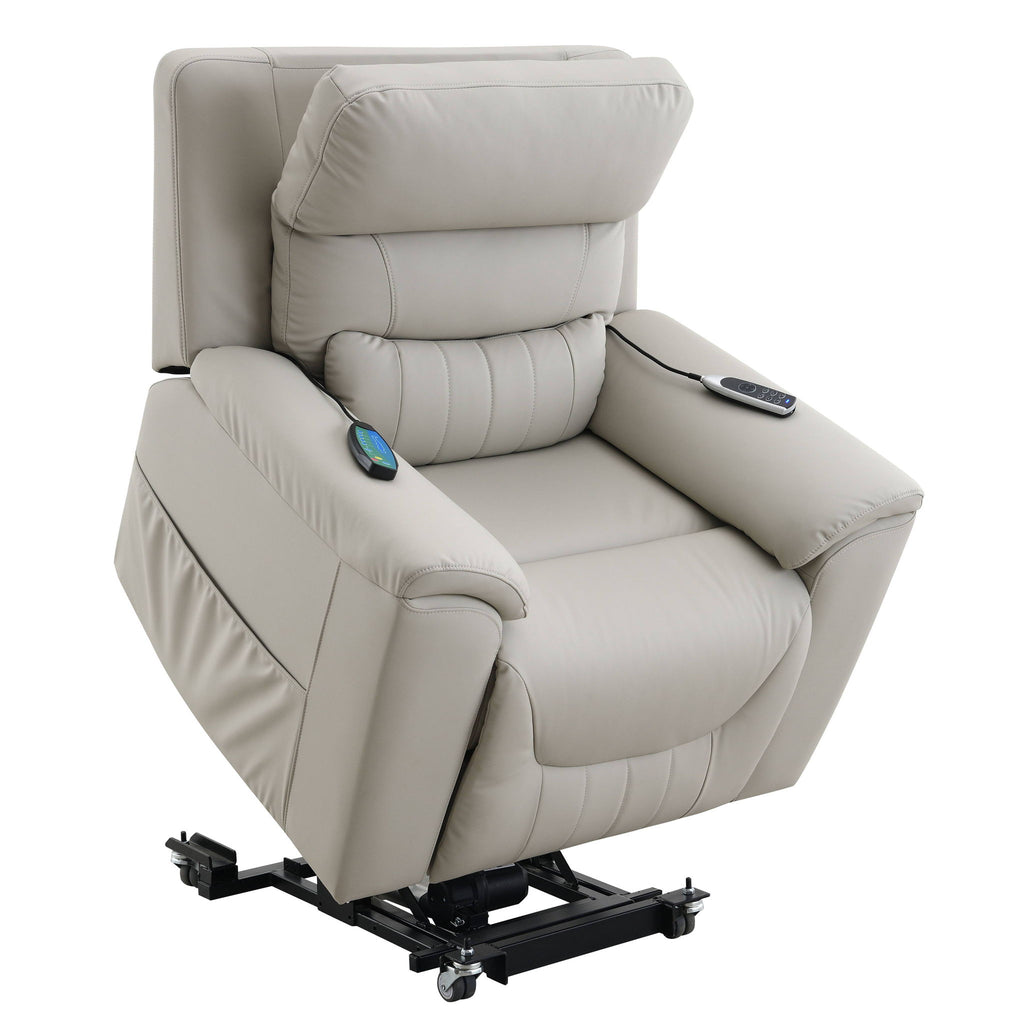 Marsha - Power Recliner With Lift & Massage - Light Gray
