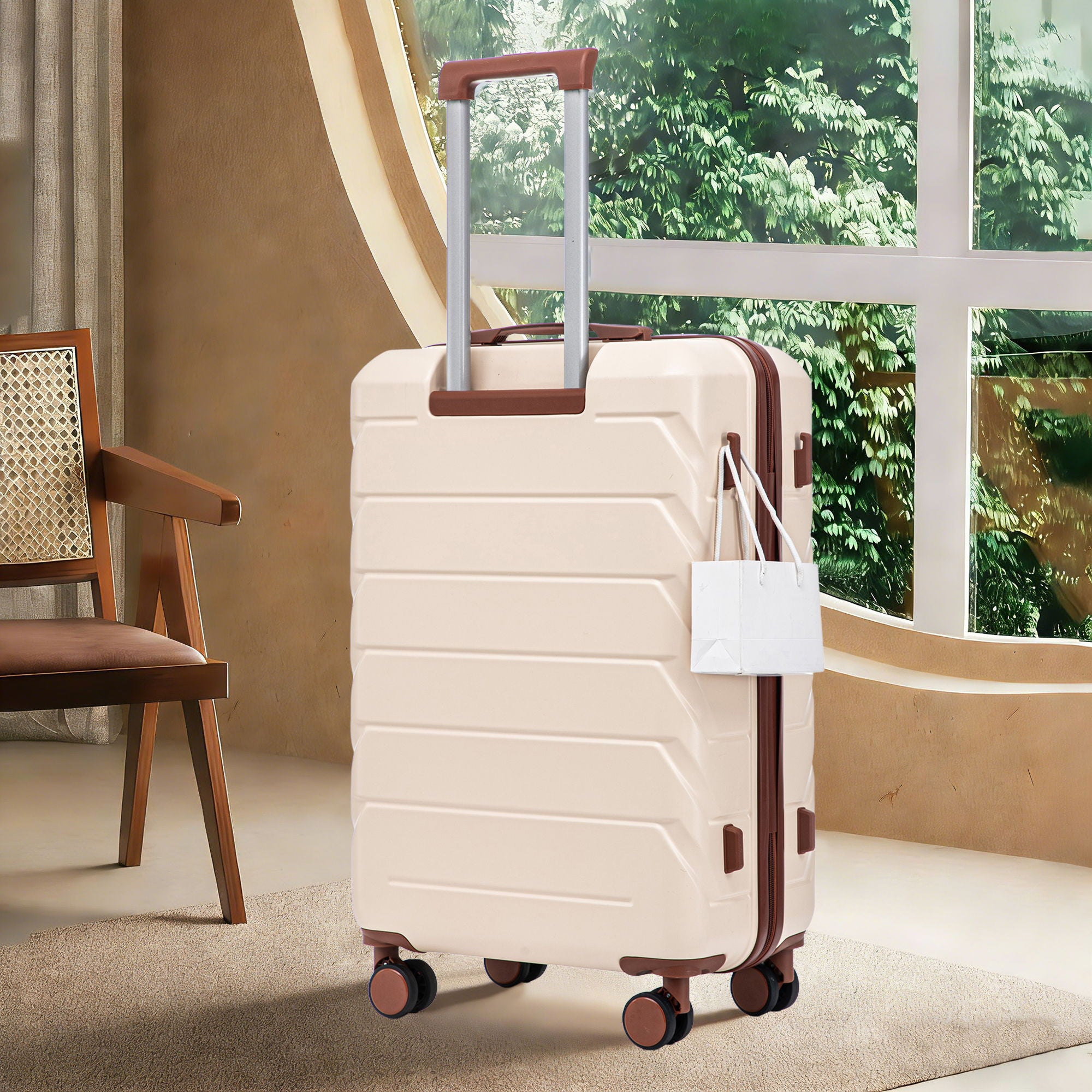 Hard Shell Luggage With Scratch Resistant Surface, 4 Wheels, Combination Lock & Side Hooks
