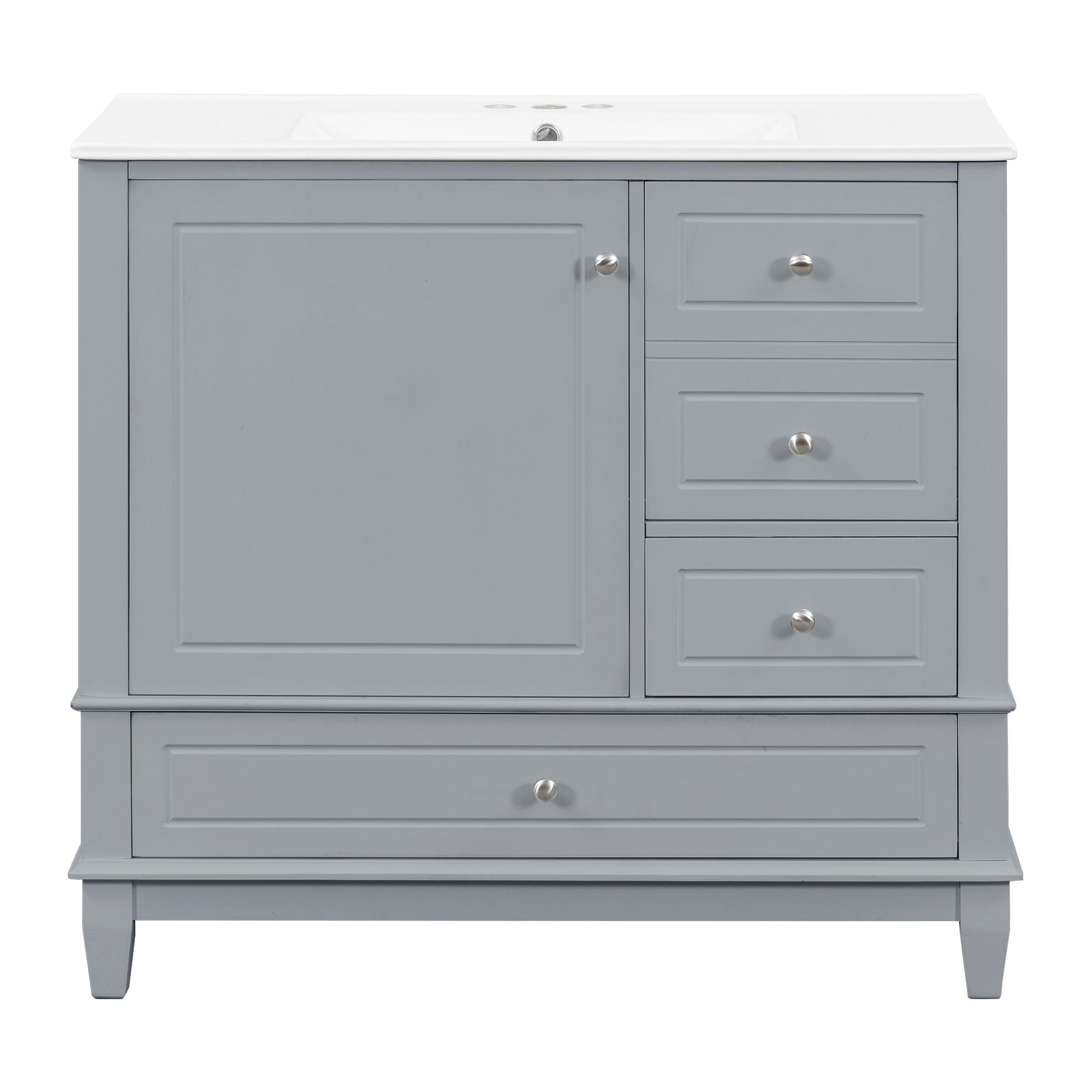 Modern Bathroom Vanity With Sink, 3 Drawers & Cabinet