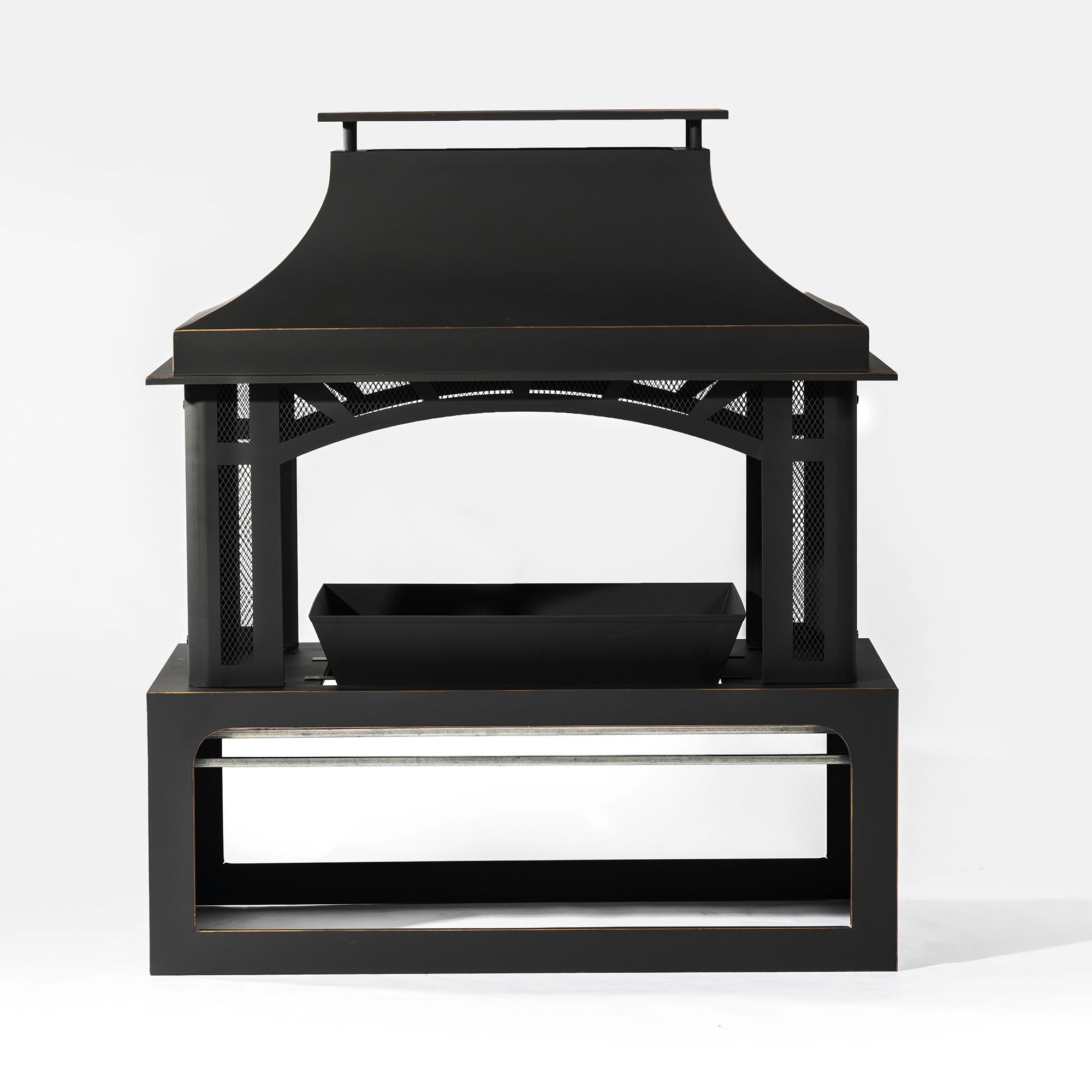 Fireplace, 50000 Btu Fire Pit, Wood Burning Chimney For Outside - Black