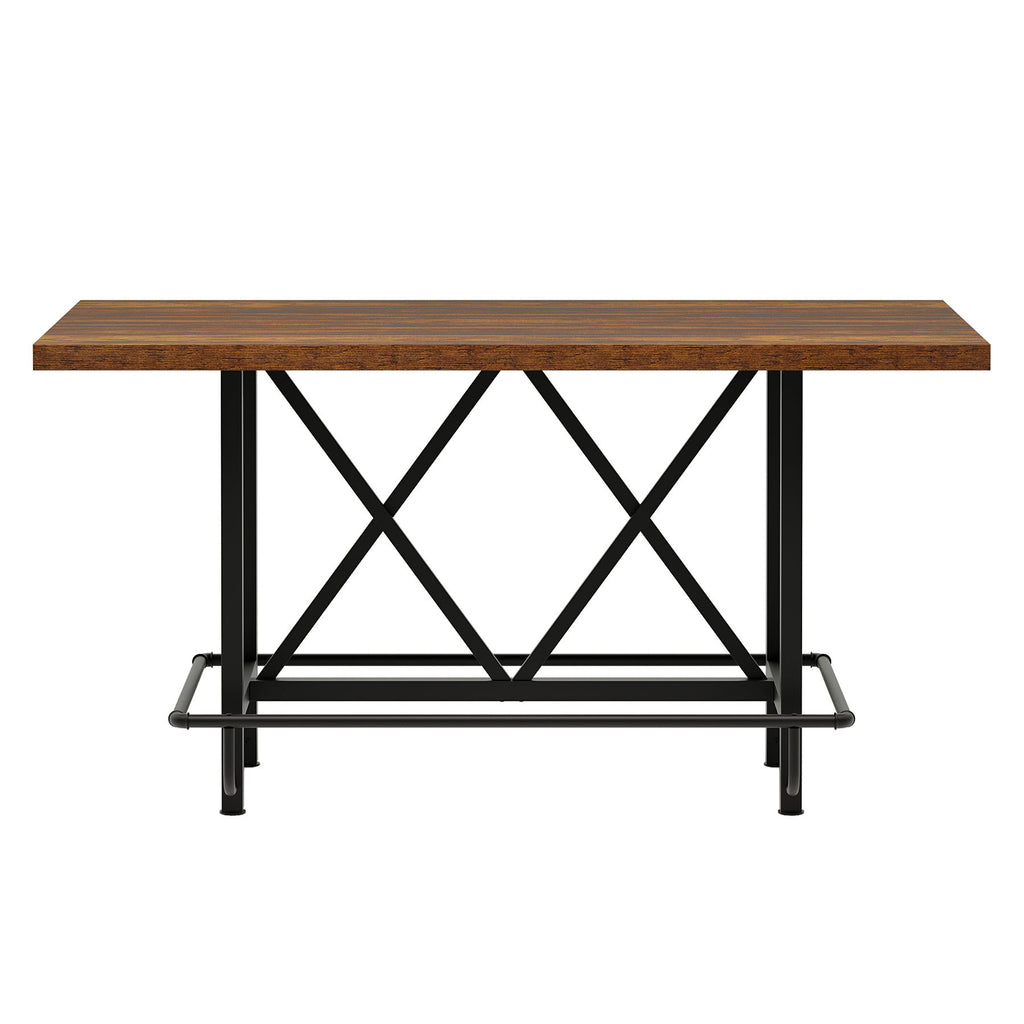 Counter Height Dining Rectangular Kitchen Table For 6 - Brown / Black