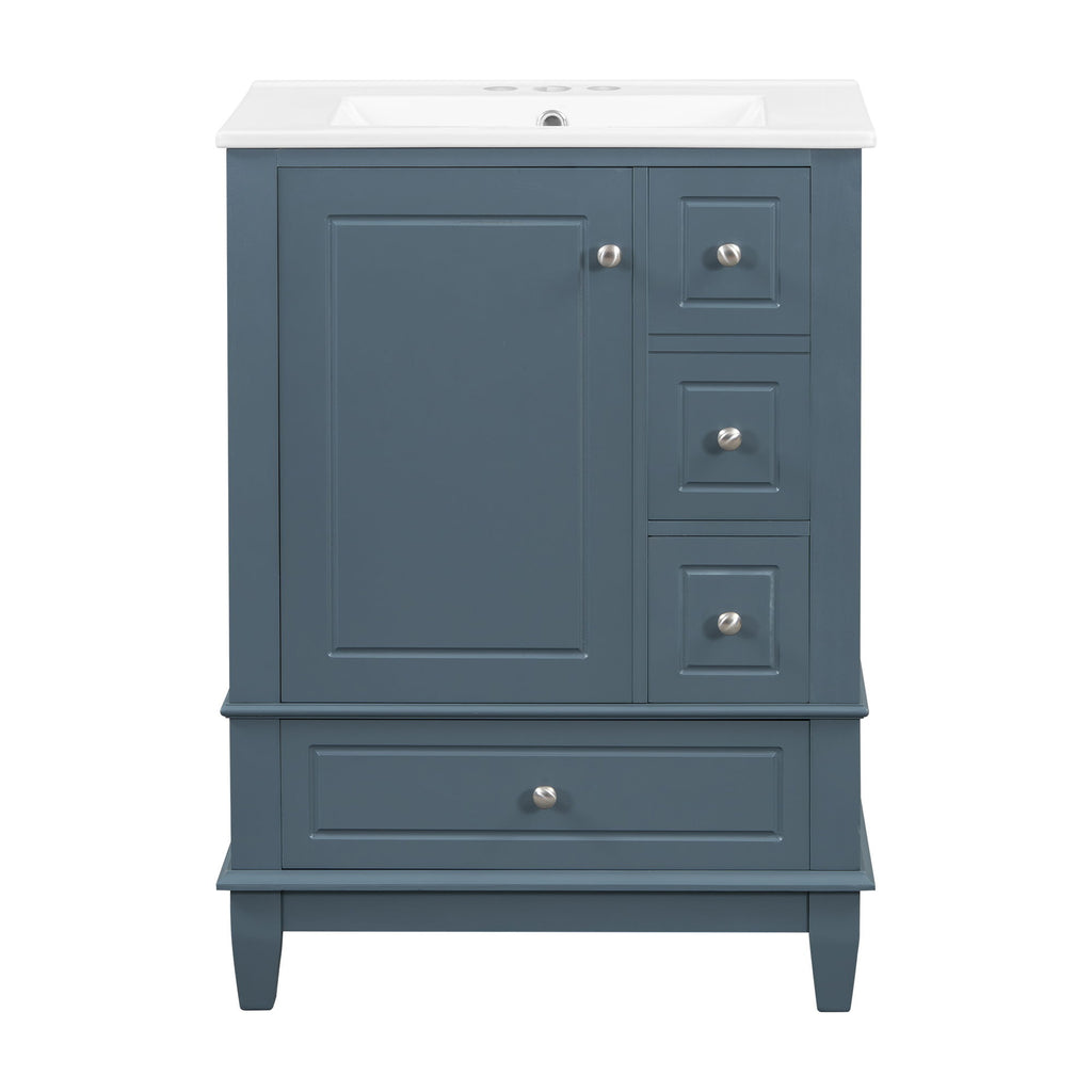 Modern Bathroom Vanity With Sink, Freestanding Cabinet With Drawers And Storage Shelves