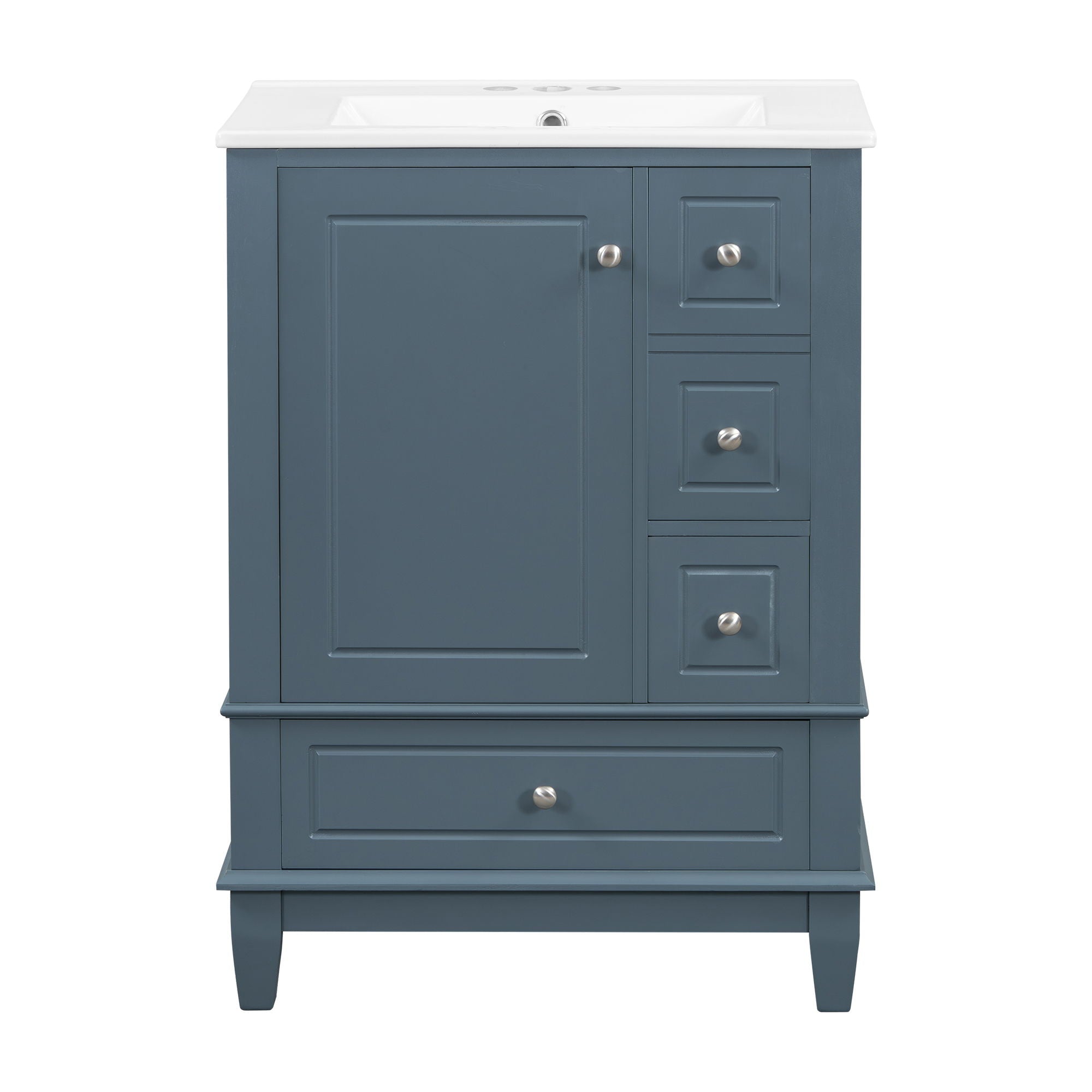 Modern Bathroom Vanity With Sink, Freestanding Cabinet With Drawers And Storage Shelves