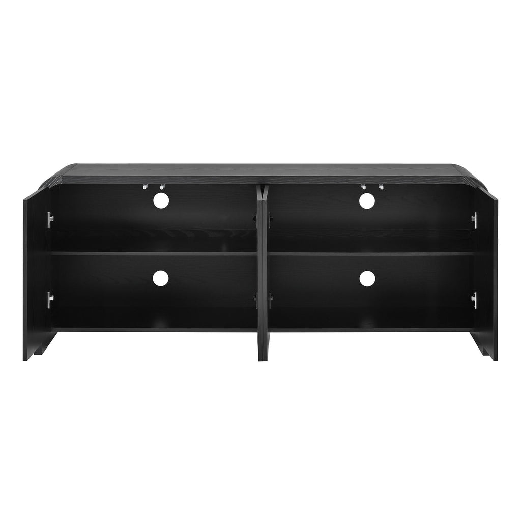 Curved Edge TV Stand With Large Cabinets