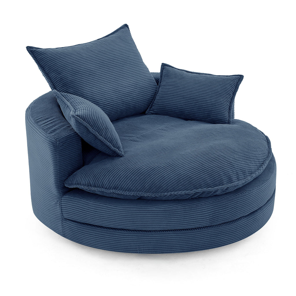 360° Swivel Accent Barrel Chair With Dual Layer Cushion And 3 Removable Pillows