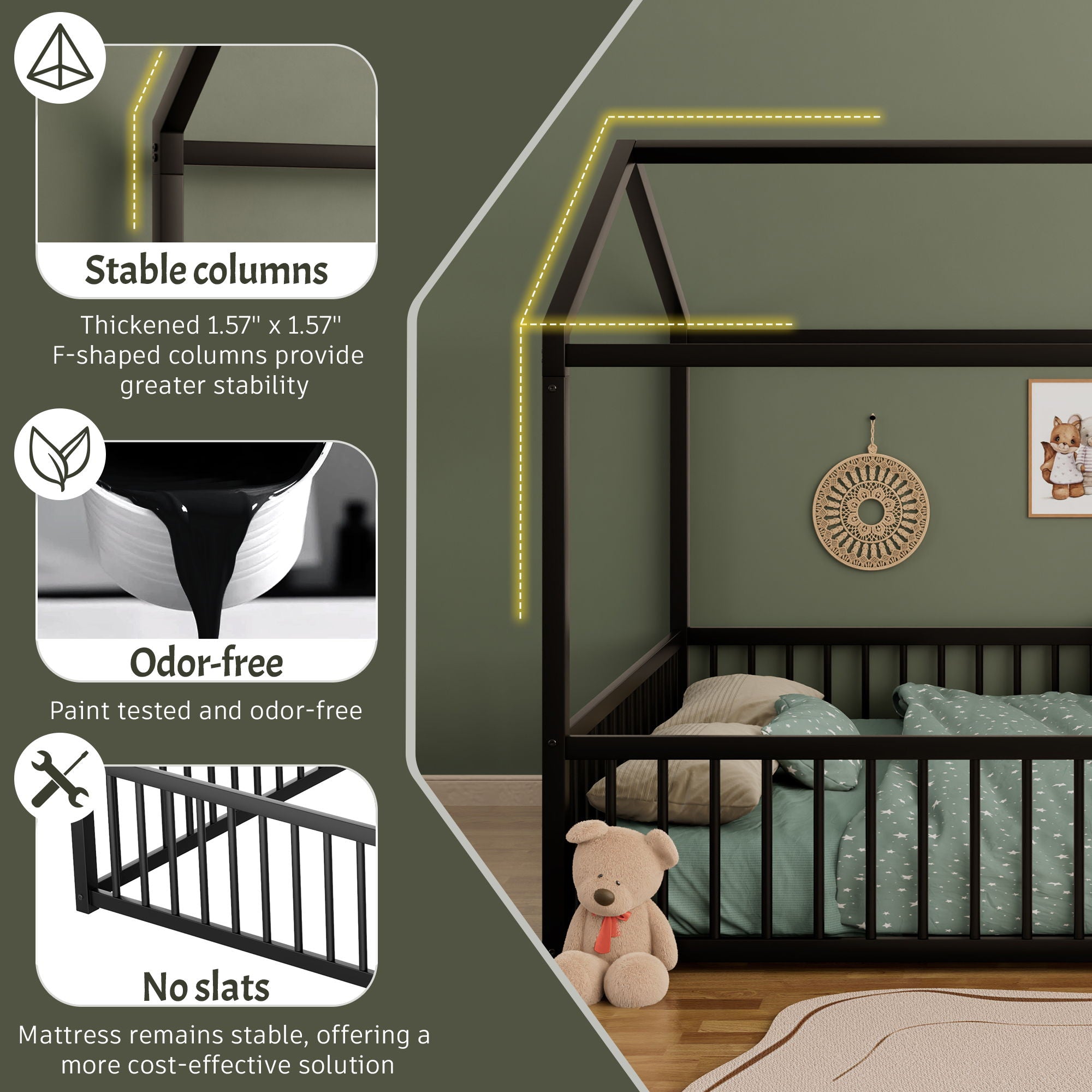 Montessori Floor Bed Frame With House Shape