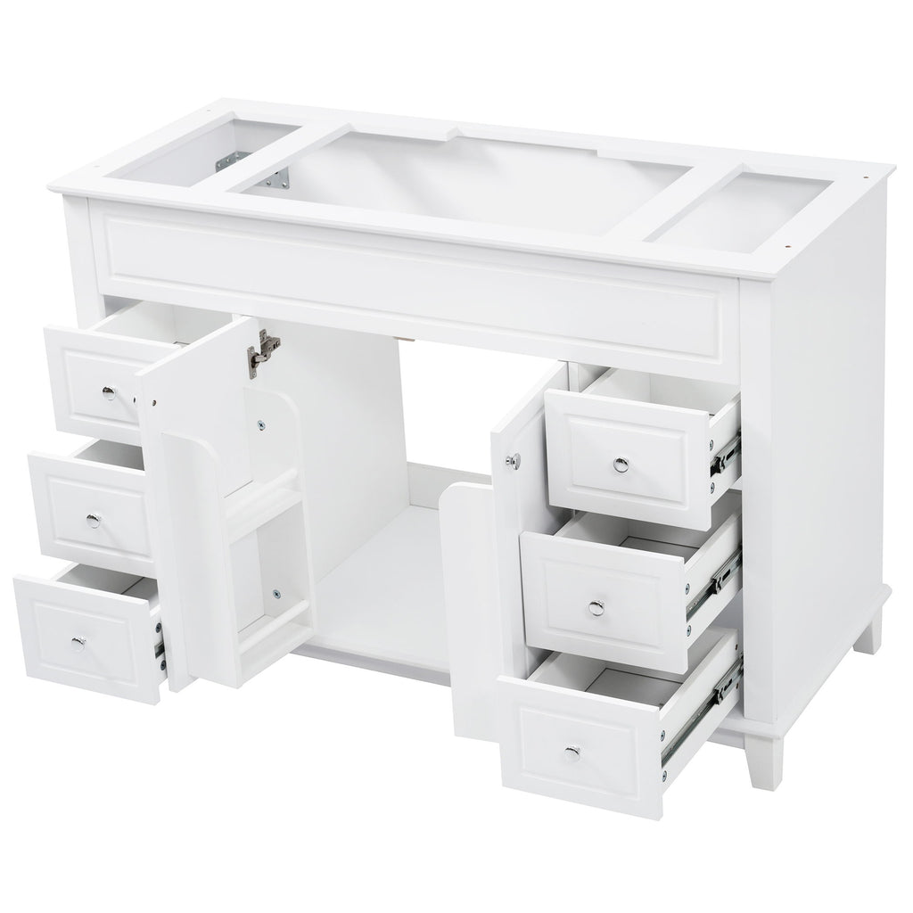 Bathroom Vanity Cabinet Only, 6 Soft Close Drawers & Double Doors - White