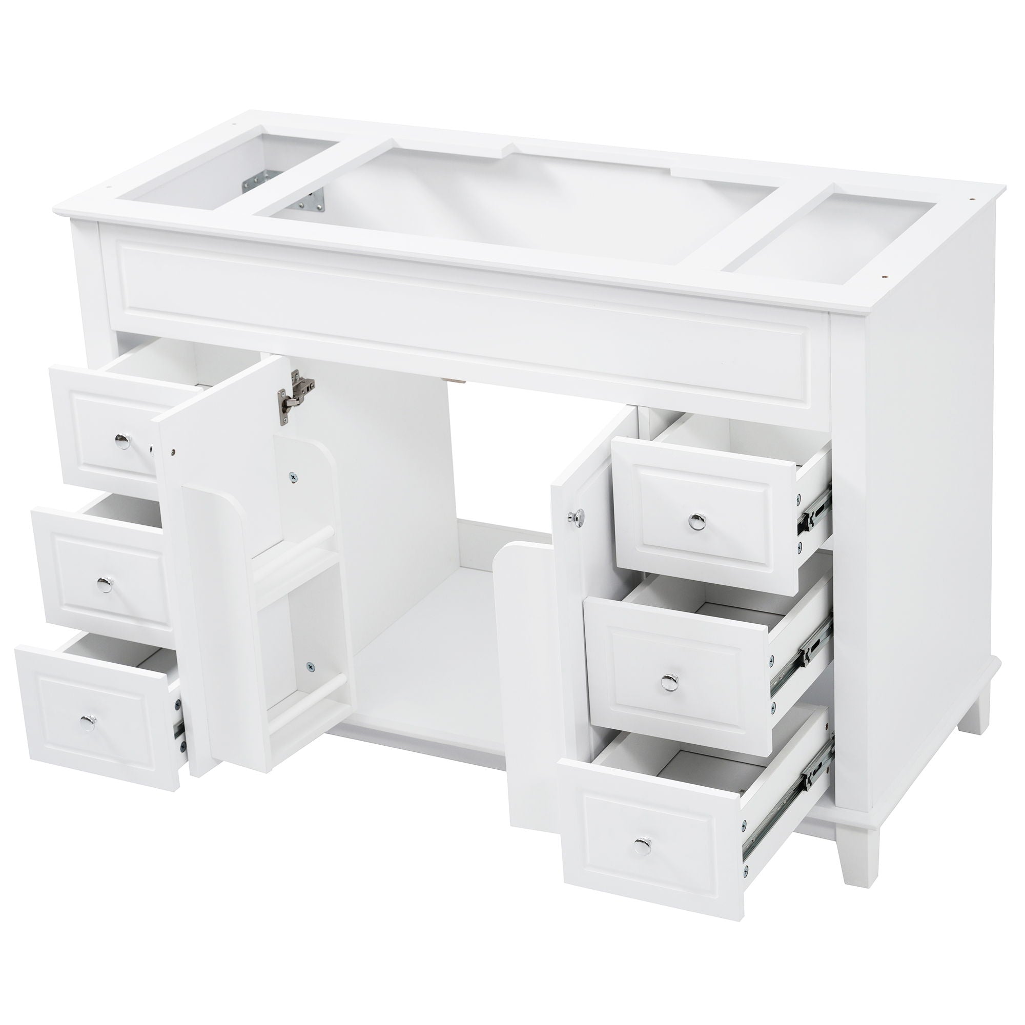 Bathroom Vanity Cabinet Only, 6 Soft Close Drawers & Double Doors - White