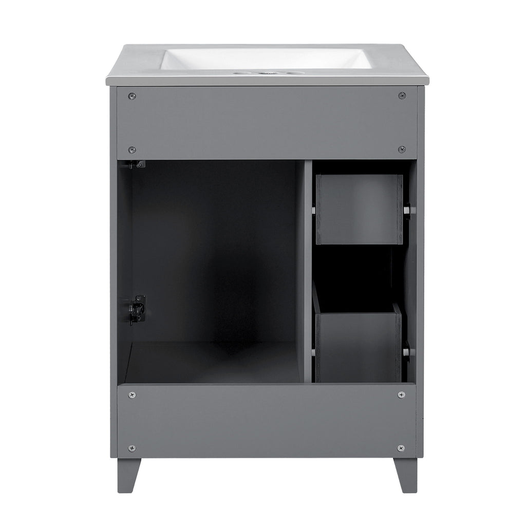 Transitional Style Bathroom Vanity Cabinet With Ceramic Sink