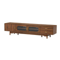 Modern TV Stand With Fluted Glass Doors & 2 Drawers