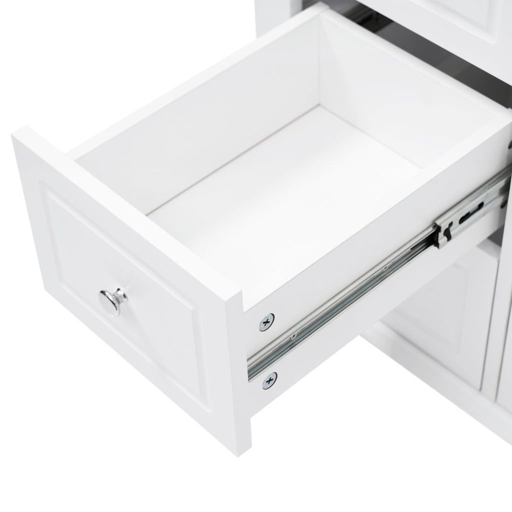 Bathroom Vanity & Sink, 6 Soft Close Drawers & Double Doors - White