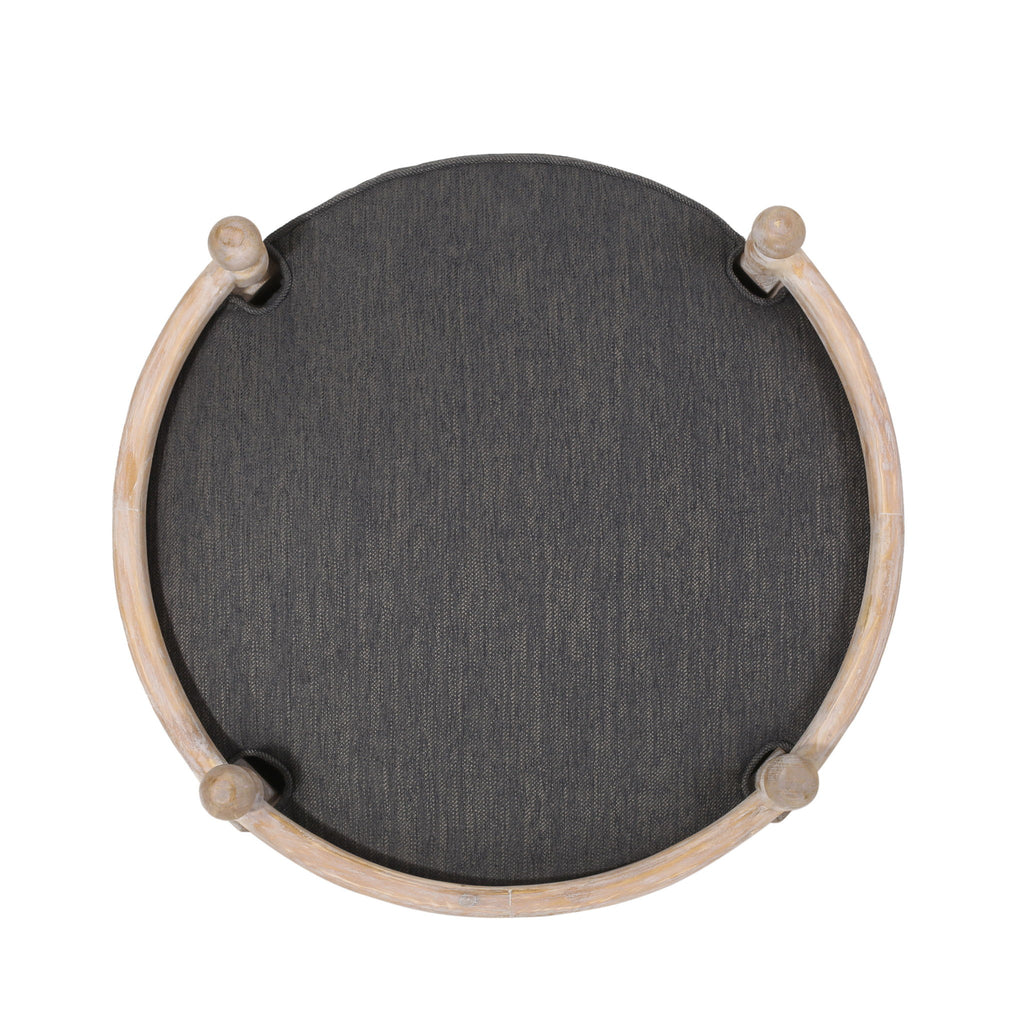 Round Pet Sofa, Wide Upholstered Pet Bed - Charcoal
