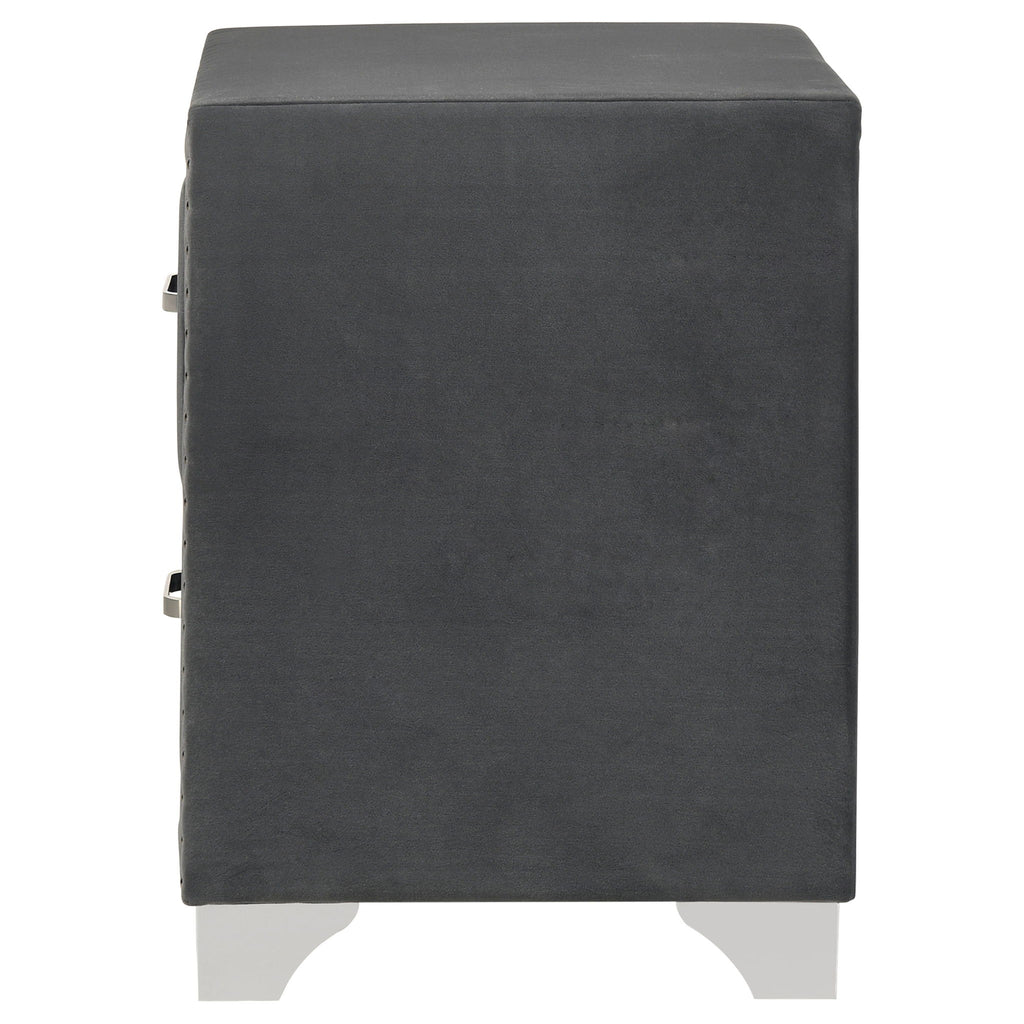 Upholstered 2 Drawer Nightstand With Accents