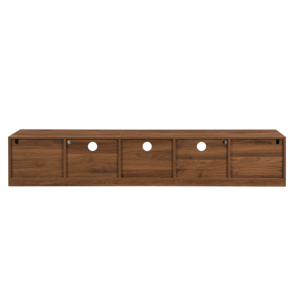 TV Stand With LED Lighting, Soft Closing Hinges, Cable Management - Walnut