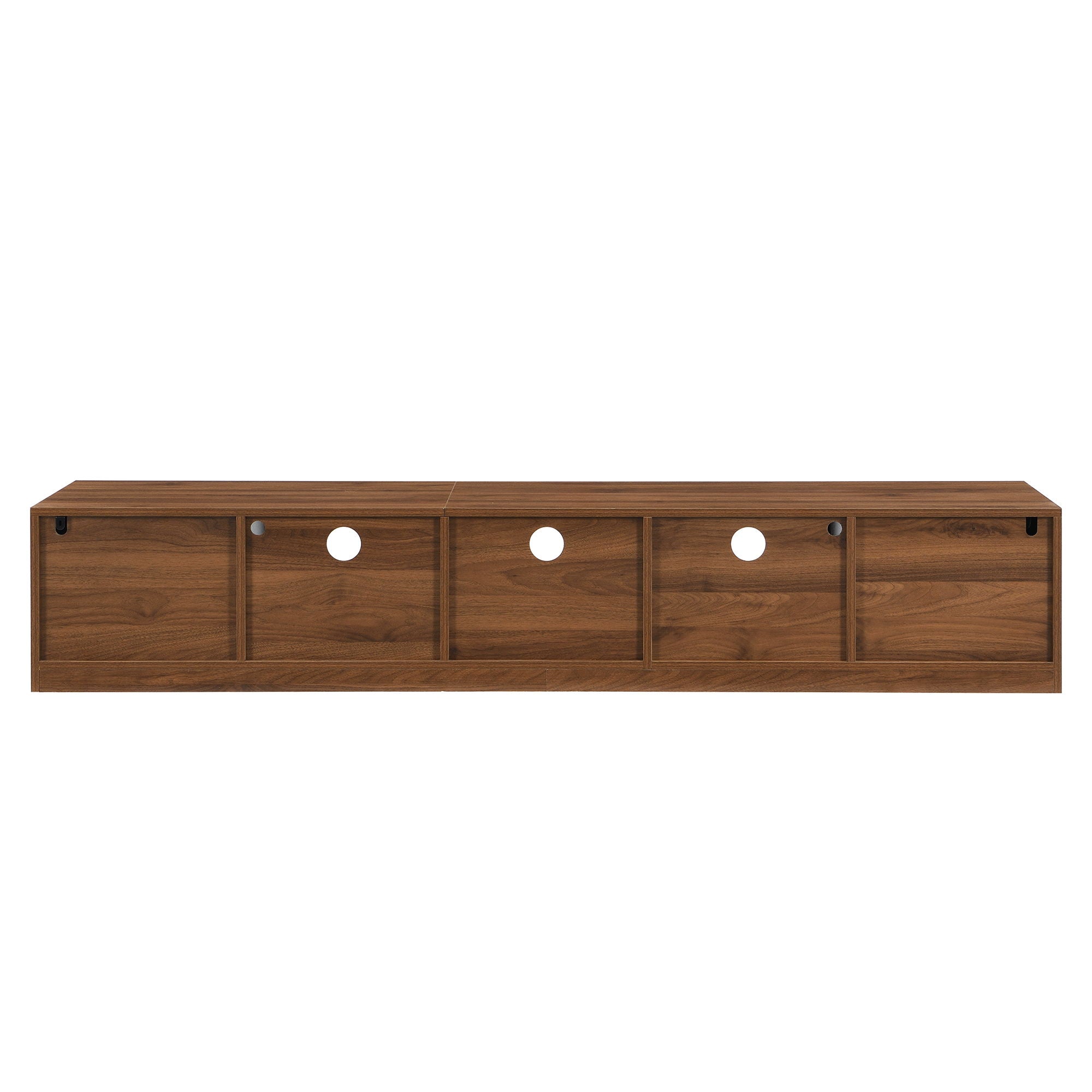TV Stand With LED Lighting, Soft Closing Hinges, Cable Management - Walnut