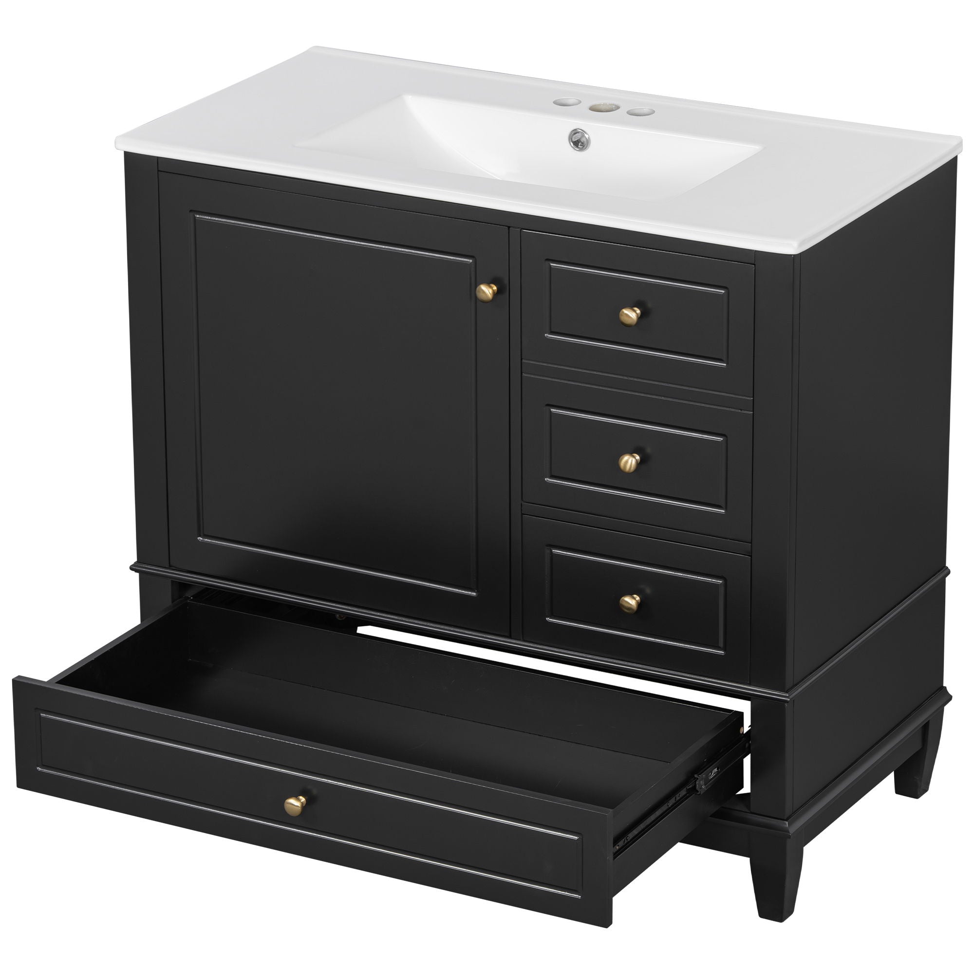Modern Bathroom Vanity With Sink, 3 Drawers & Cabinet