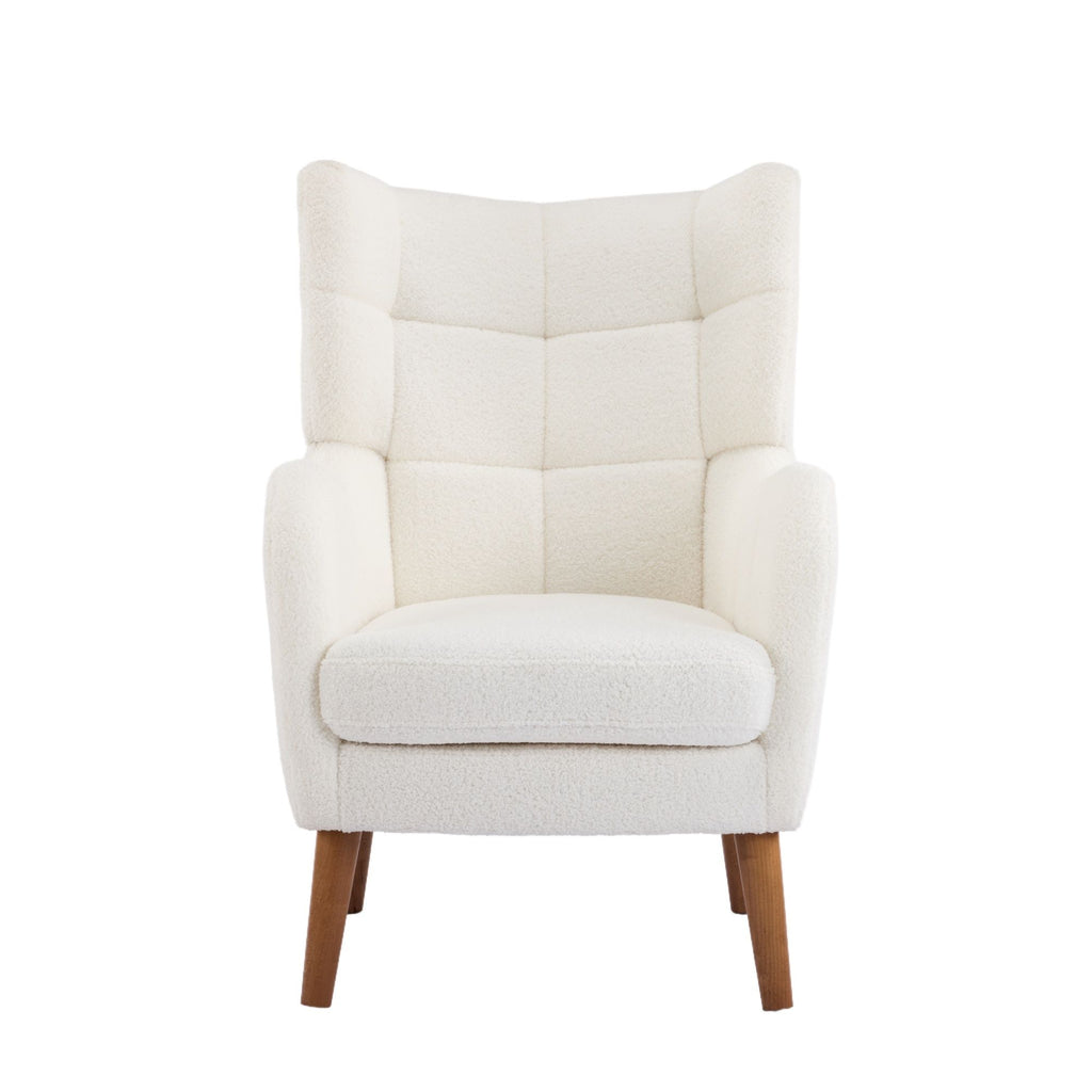 Accent Chair With Birch Wood Legs - White