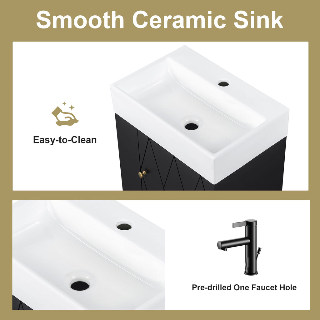 Modern Bathroom Vanity With Sink, Diamond Pattern Doors