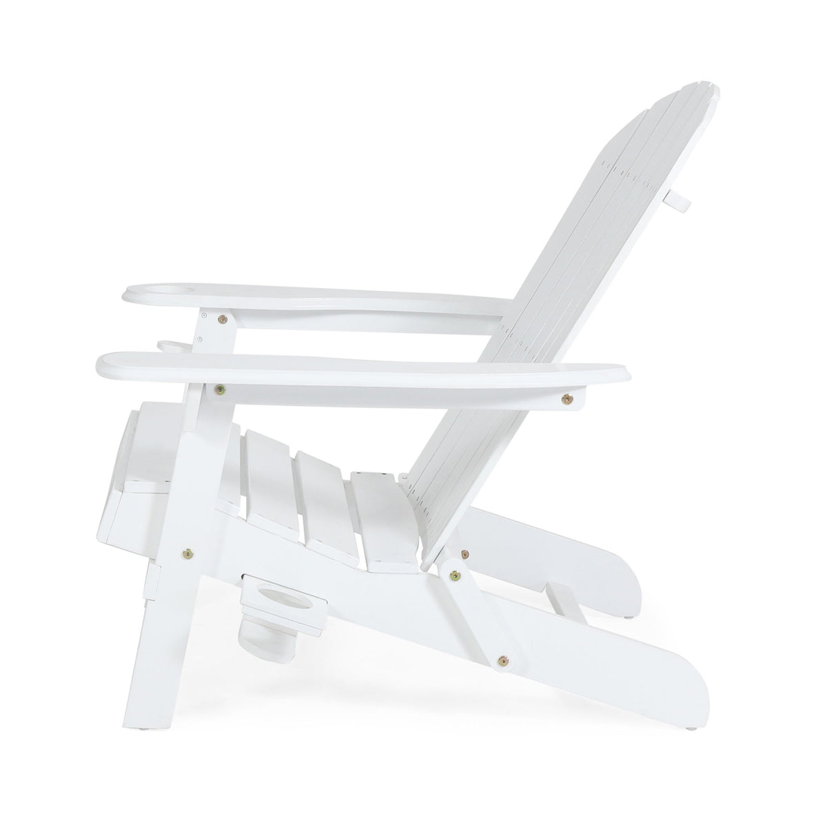 Zenithia - Outdoor Foldable Adirondack Chair With 2 Cup Holders - White