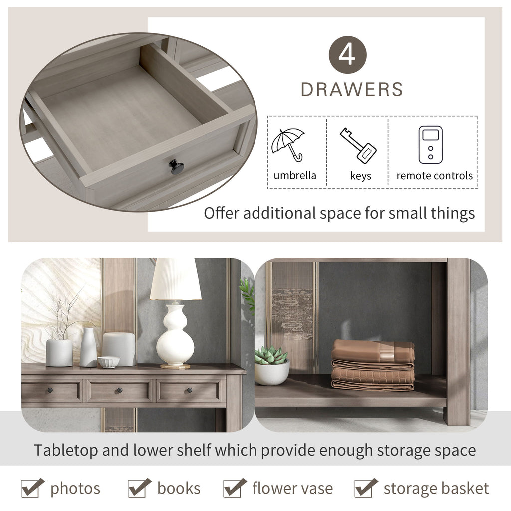 Hearth & Haven Clara - Console Table With Storage Drawers And Bottom Shelf
