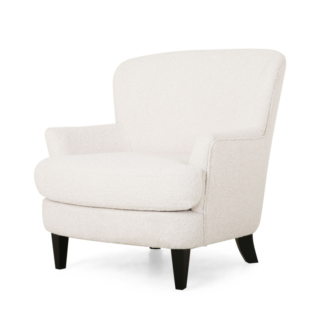 Boucle Fabric Upholstered Living Room Set With Tapered Legs - Cream - Cream
