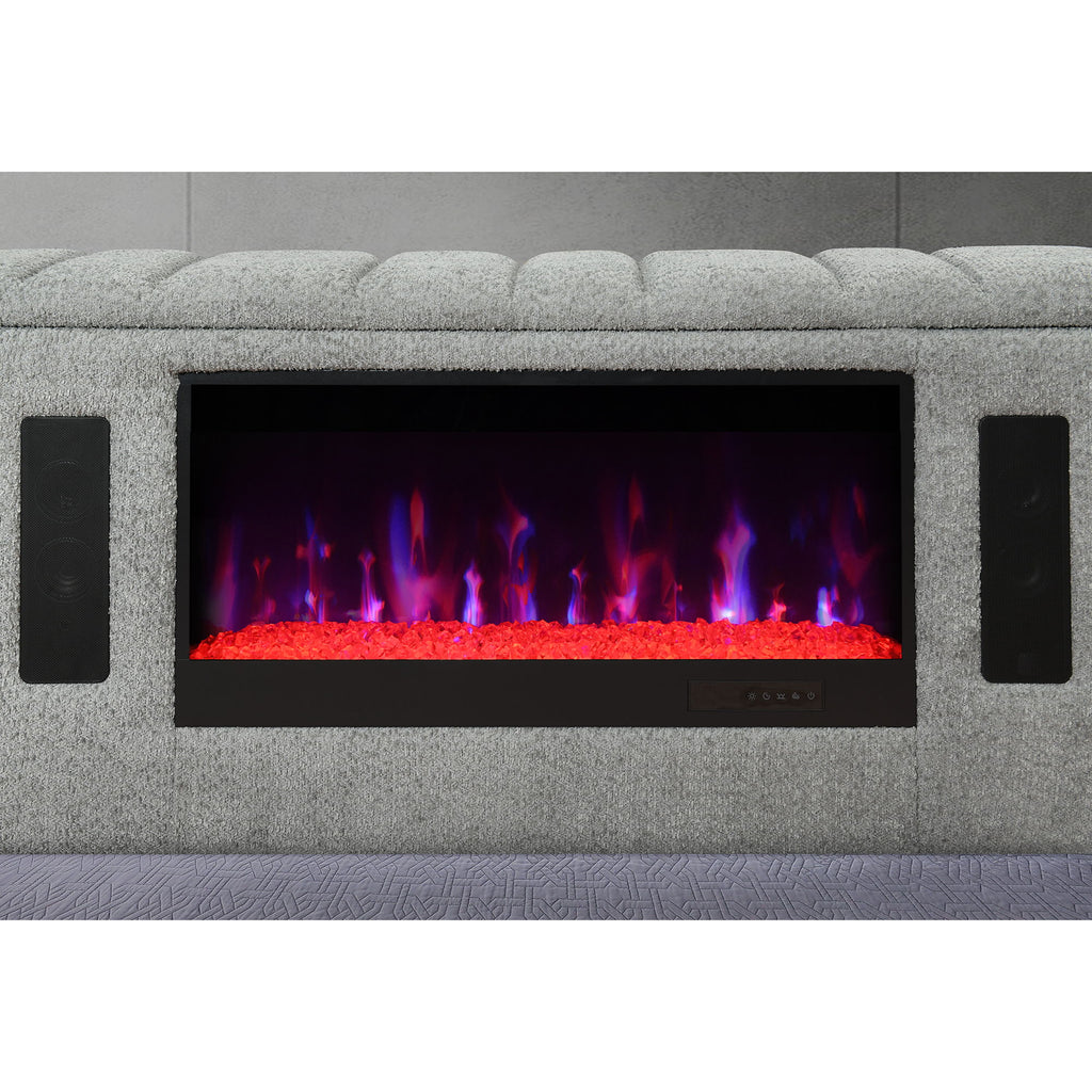 Isaiah - 5 Piece Bedroom Set With TV Lift-LED, Speakers And Fireplace