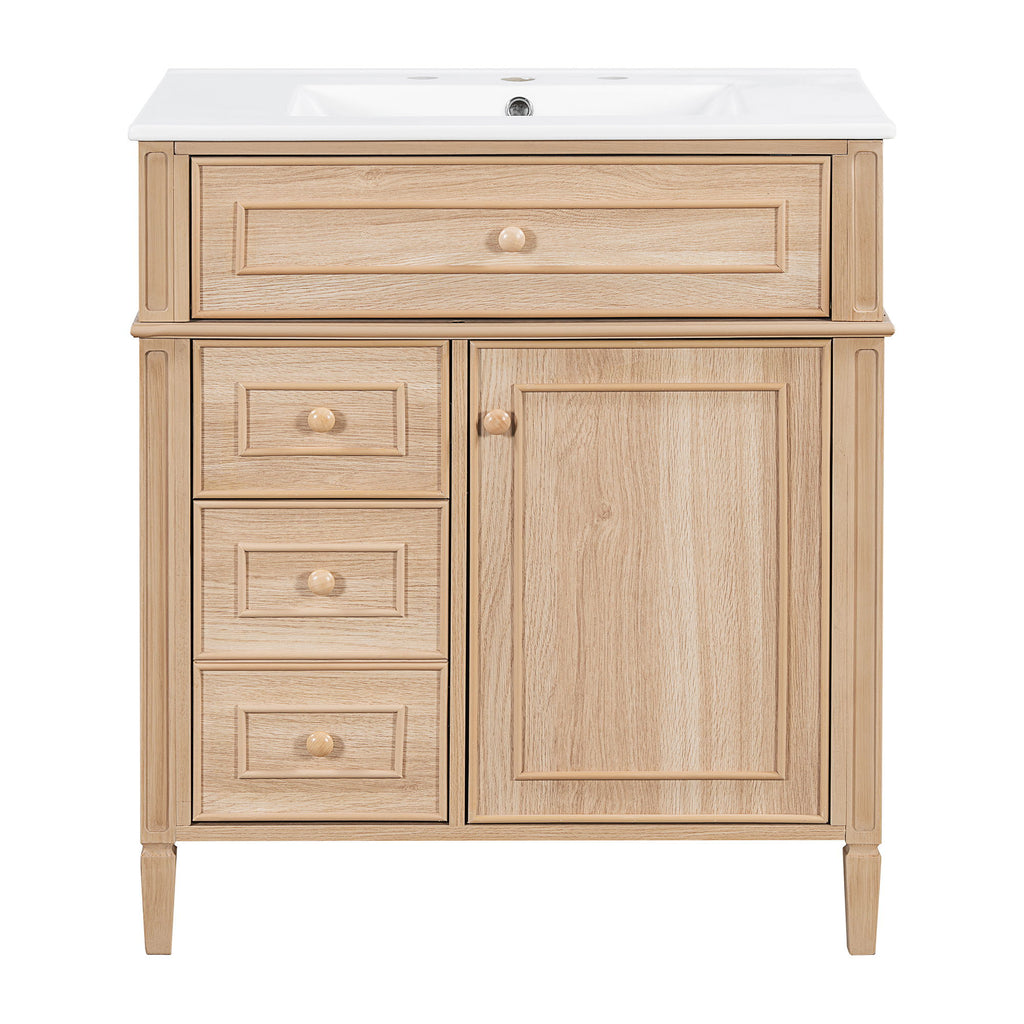Bathroom Vanity With Sink, Flip Out Drawer, 2 Soft Close Drawers, 1 Soft Close Door - Wood