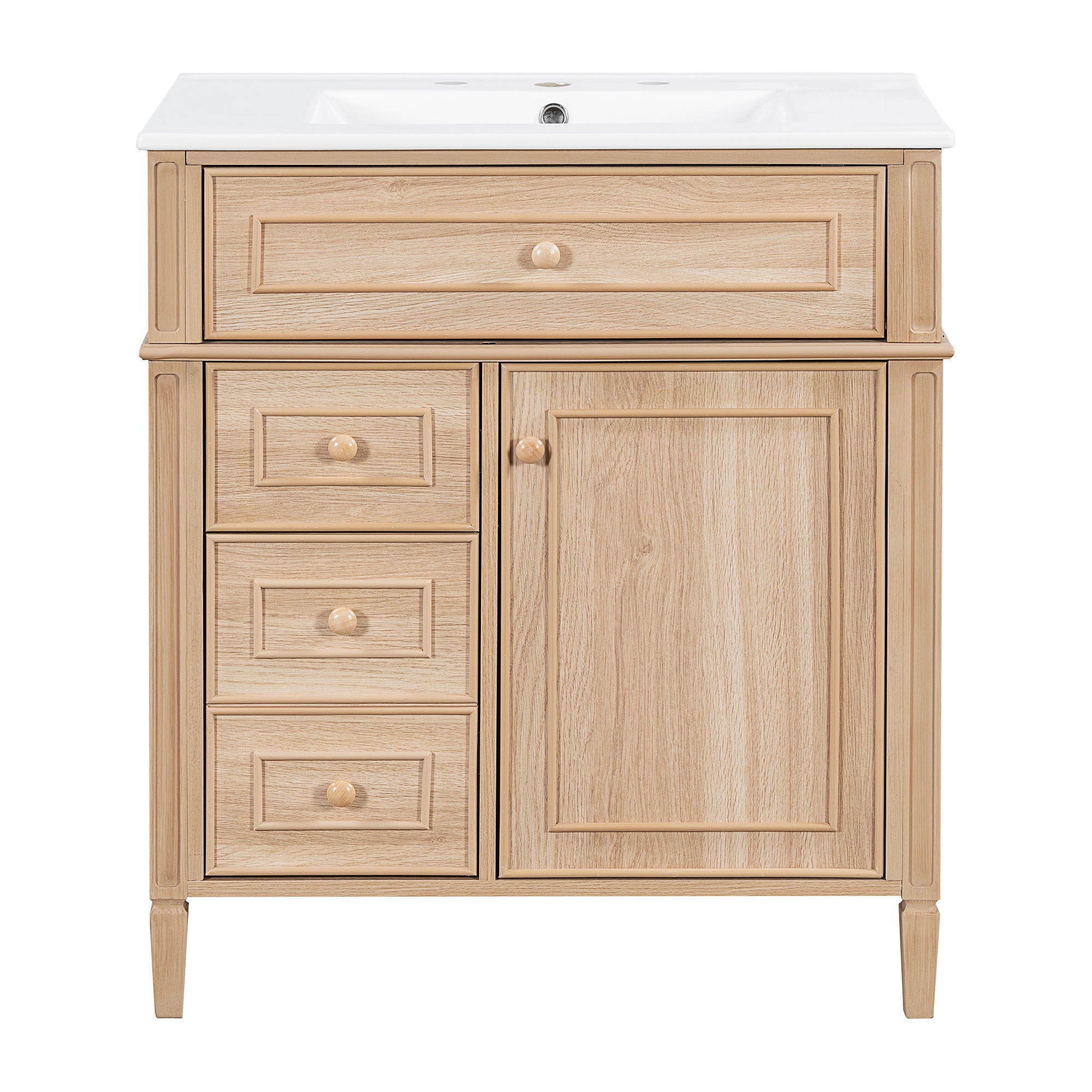 Bathroom Vanity With Sink, Flip Out Drawer, 2 Soft Close Drawers, 1 Soft Close Door - Wood
