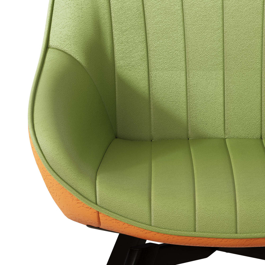 Medieval - Modern Kitchen Dining Chairs (Set of 2) With Black Metal Legs 360° Rotate - Green / Orange