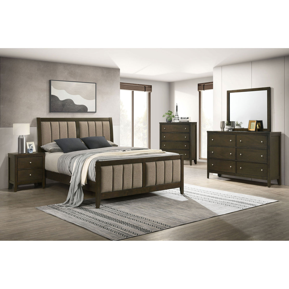 Clement - Panel Bed With Vertical Channel Tufting