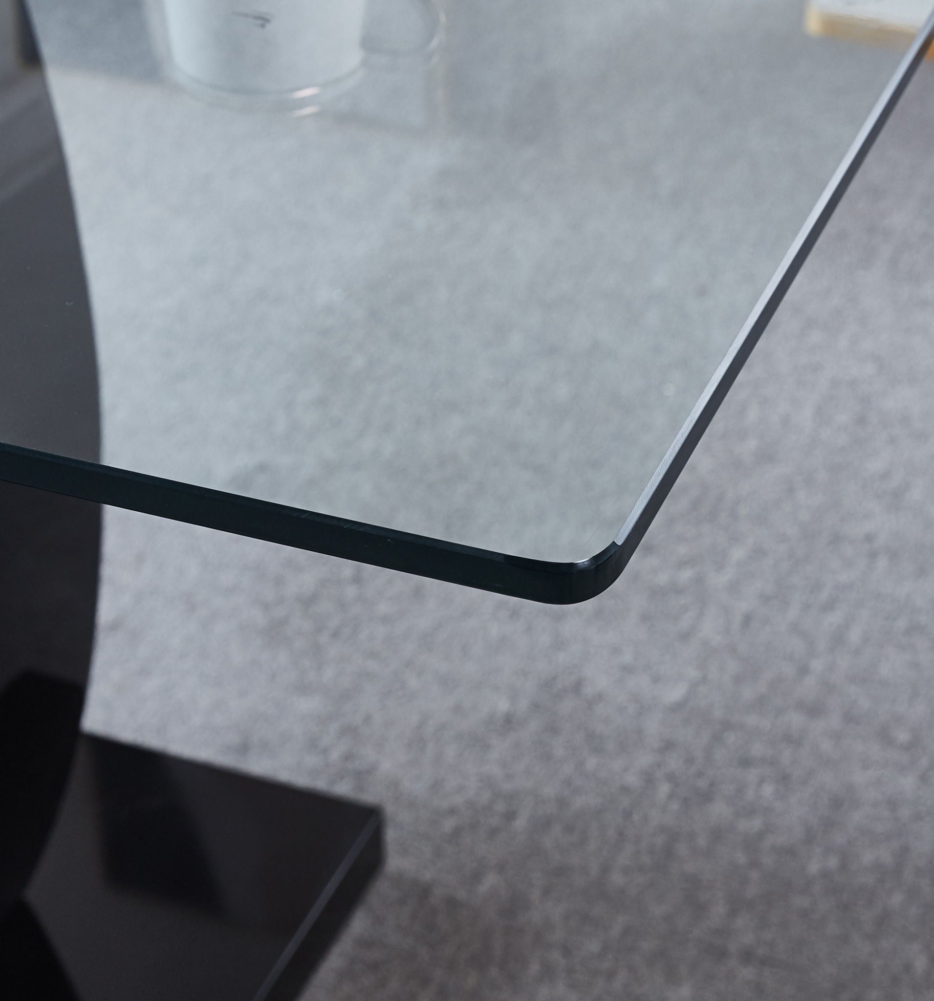 Contemporary Double Pedestal Dining Table, Tempered Glass Top