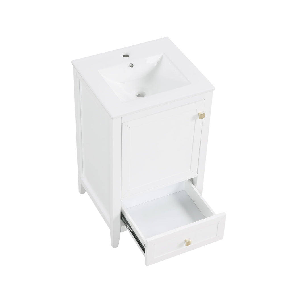 Bathroom Vanity With Sink, Soft Closing Cabinet Door, Storage Rack And Drawer
