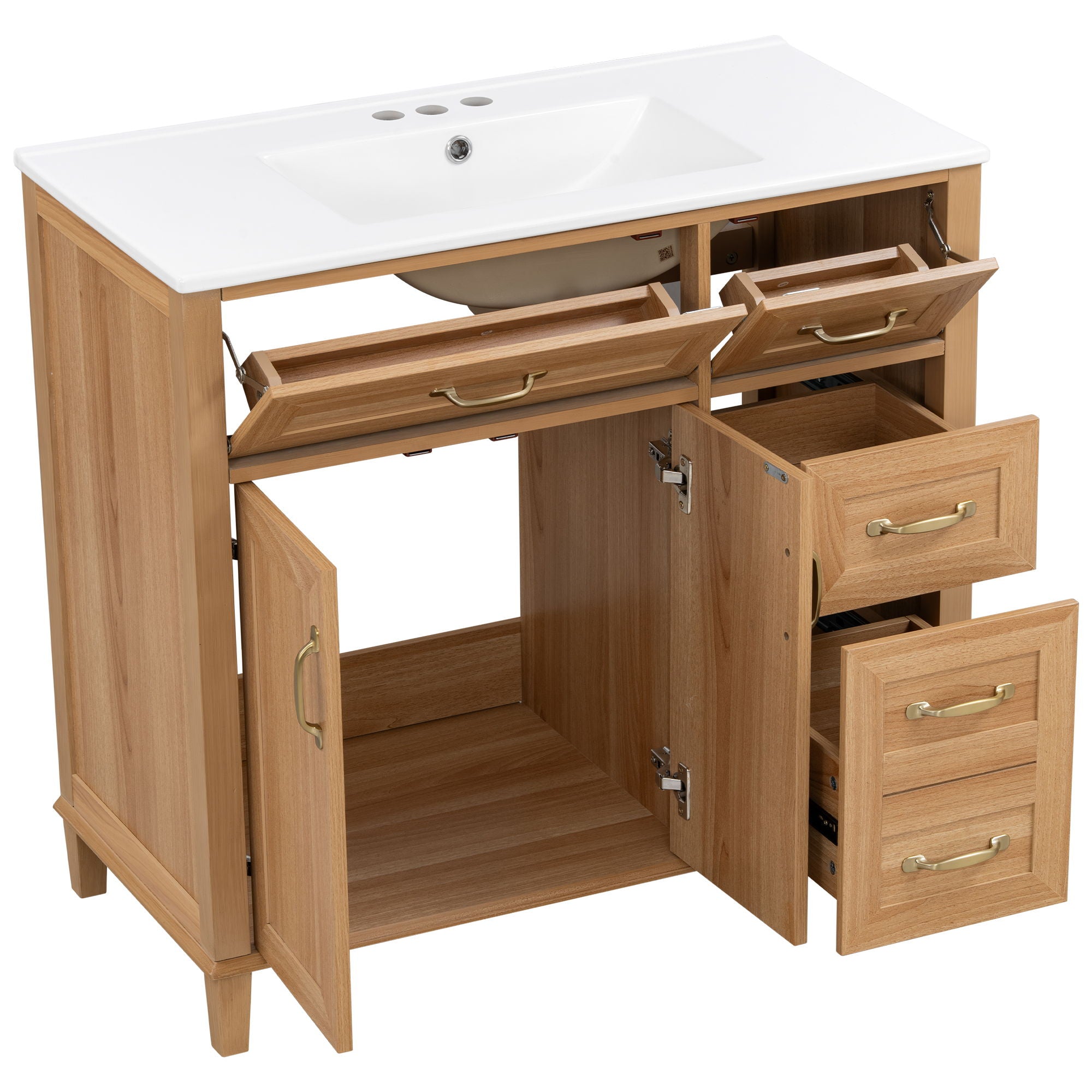 Bathroom Vanity With Sink, Soft Close Doors & Drawers - Wood