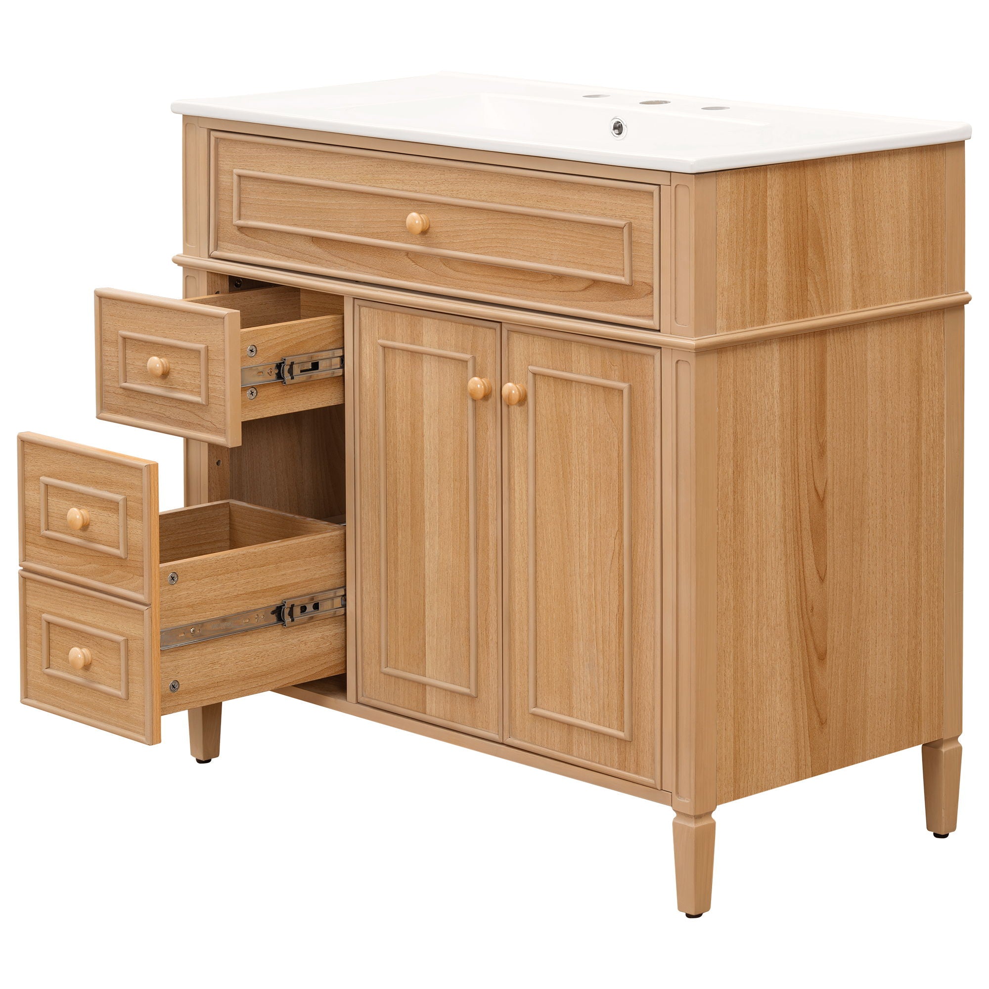 Bathroom Vanity With Sink, 3 Drawers & 2 Doors