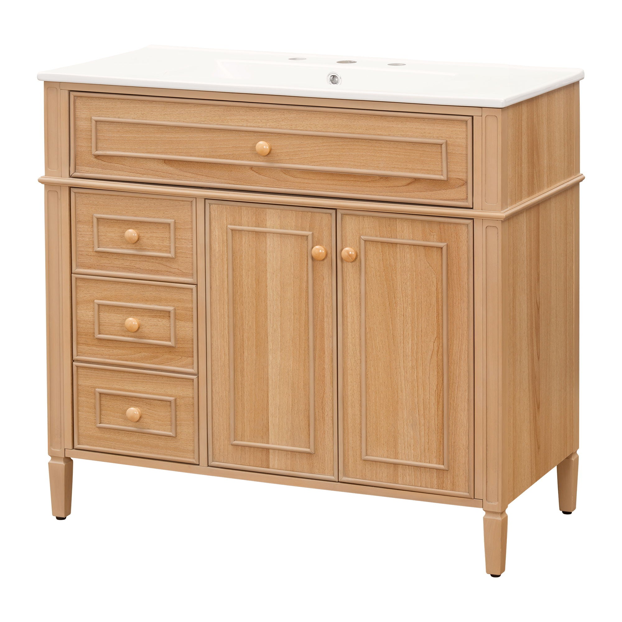 Bathroom Vanity With Sink, 3 Drawers & 2 Doors