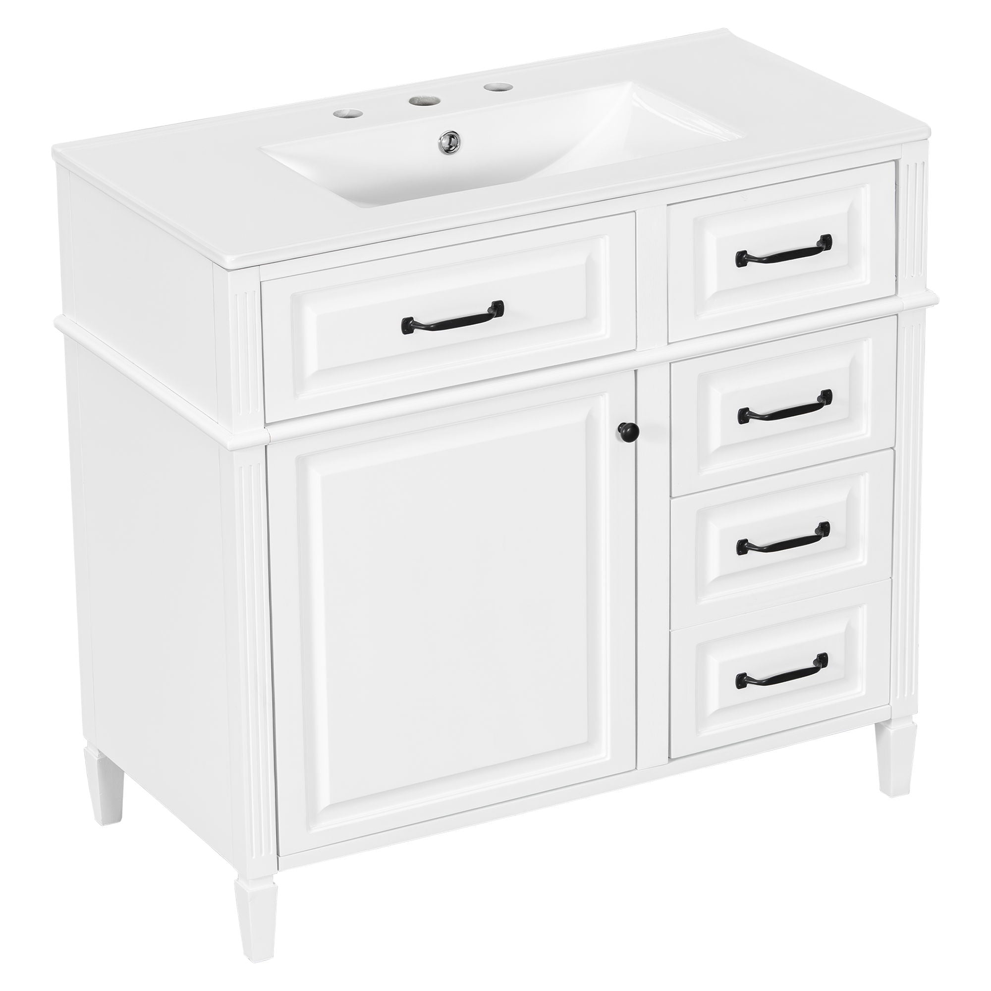 Modern Bathroom Vanity With Sink Top, Flip Drawer Design