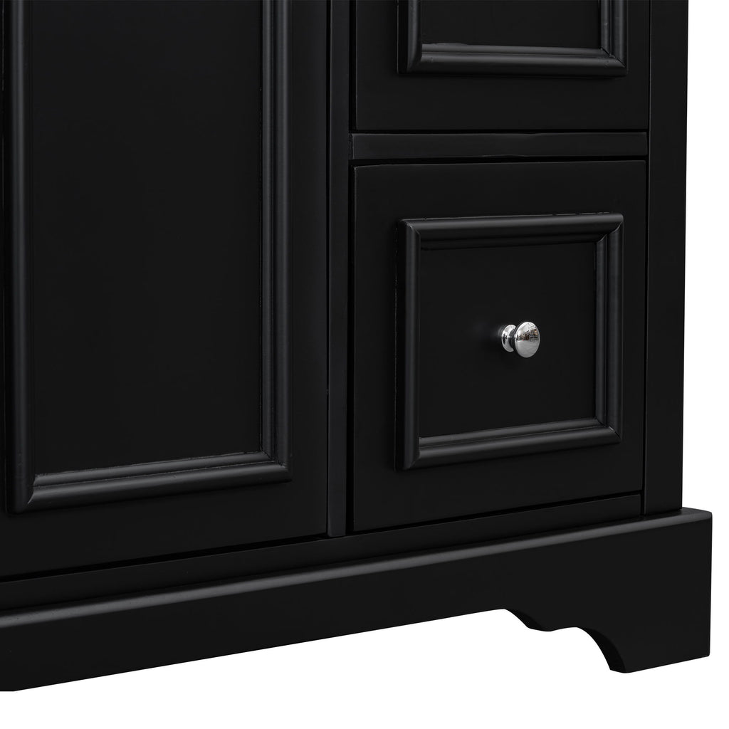 Bathroom Vanity With Sink, Soft-Close Doors, Adjustable U-Shelf, 3 Drawers