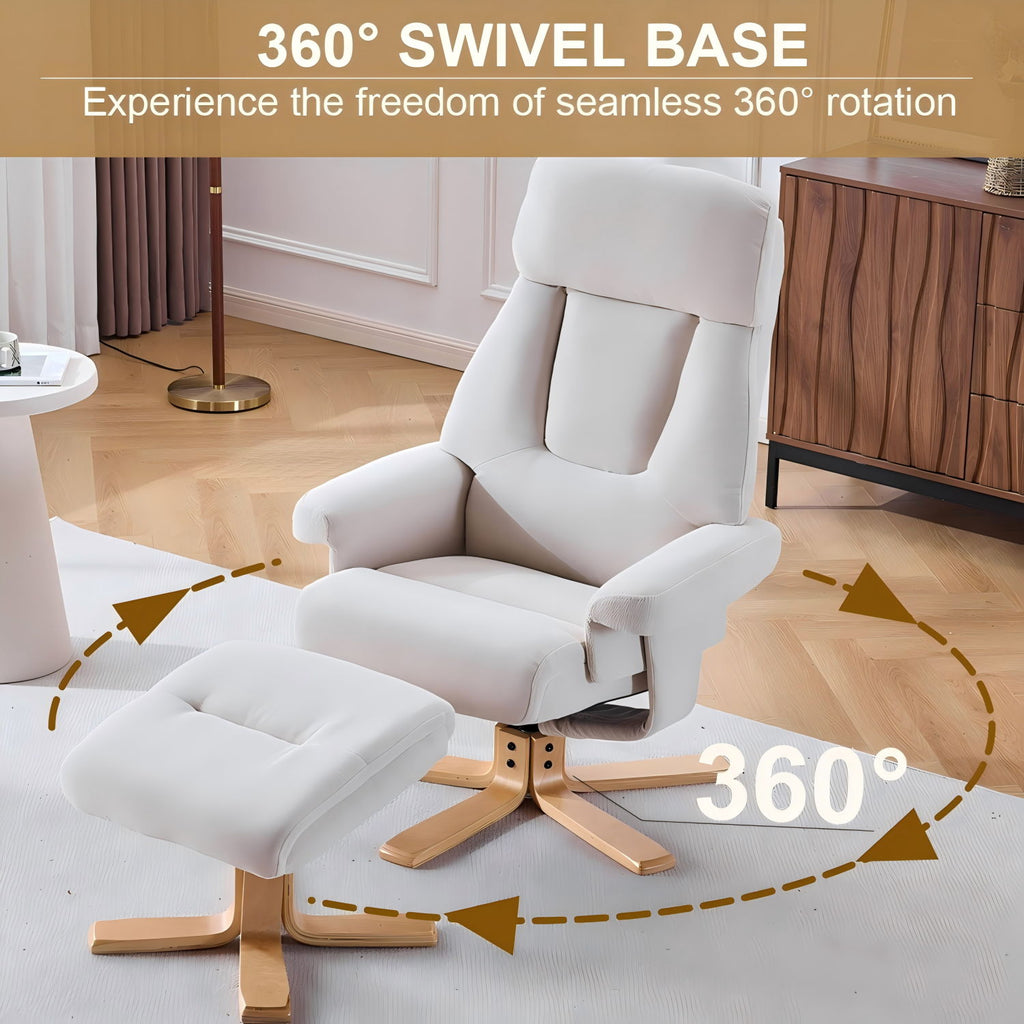 Upholstered Heated Massage 360° Swivel Accent Chair With Ottoman