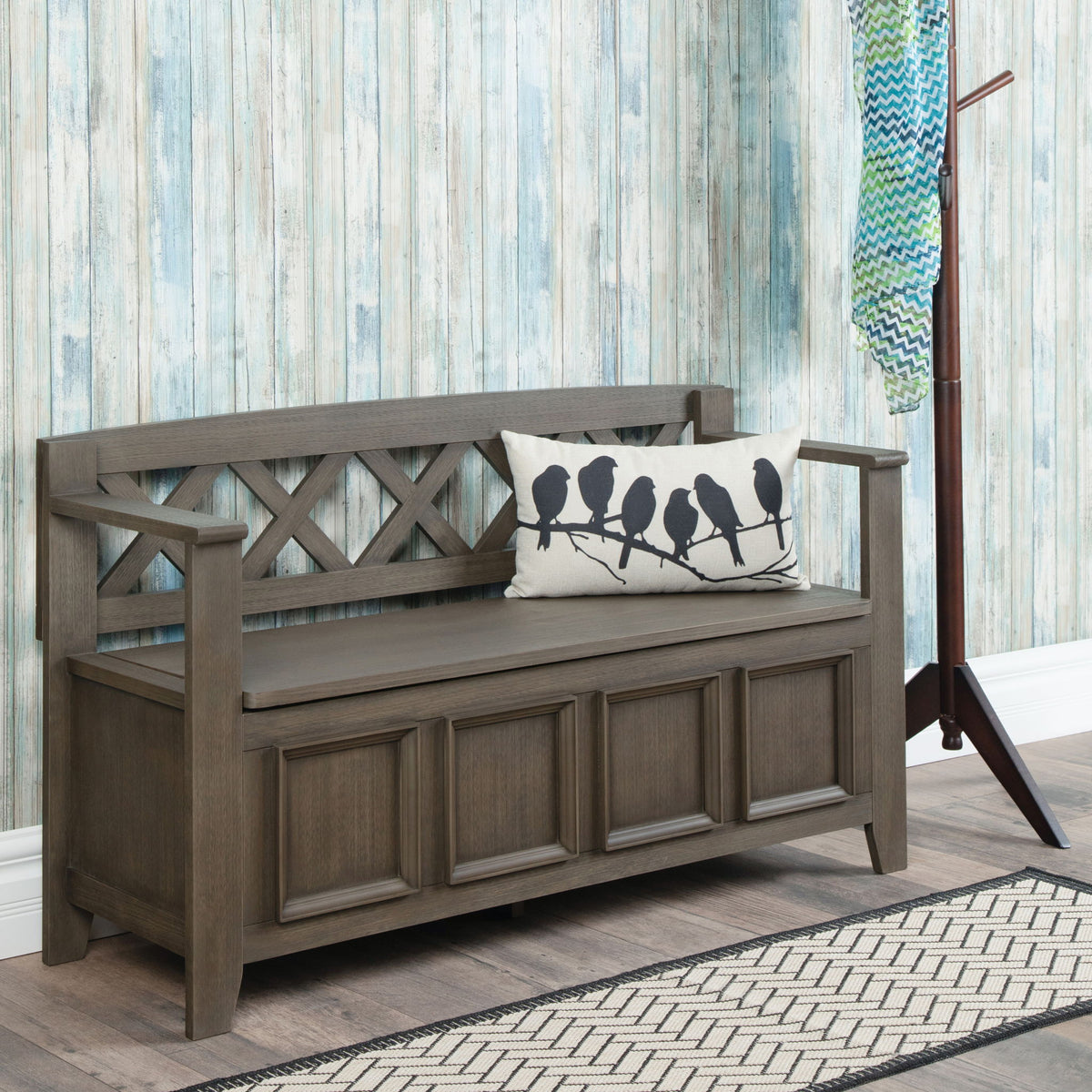 Amherst - Entryway Storage Bench - Dark Brown